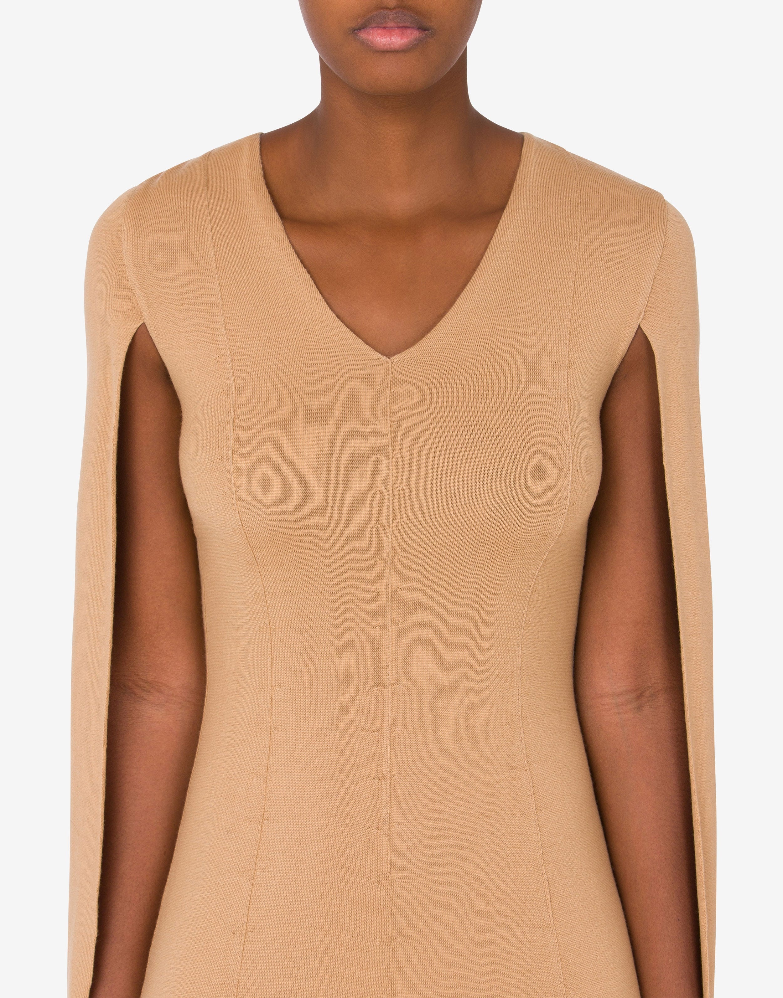 WOOL DRESS WITH CAPE SLEEVES - 4