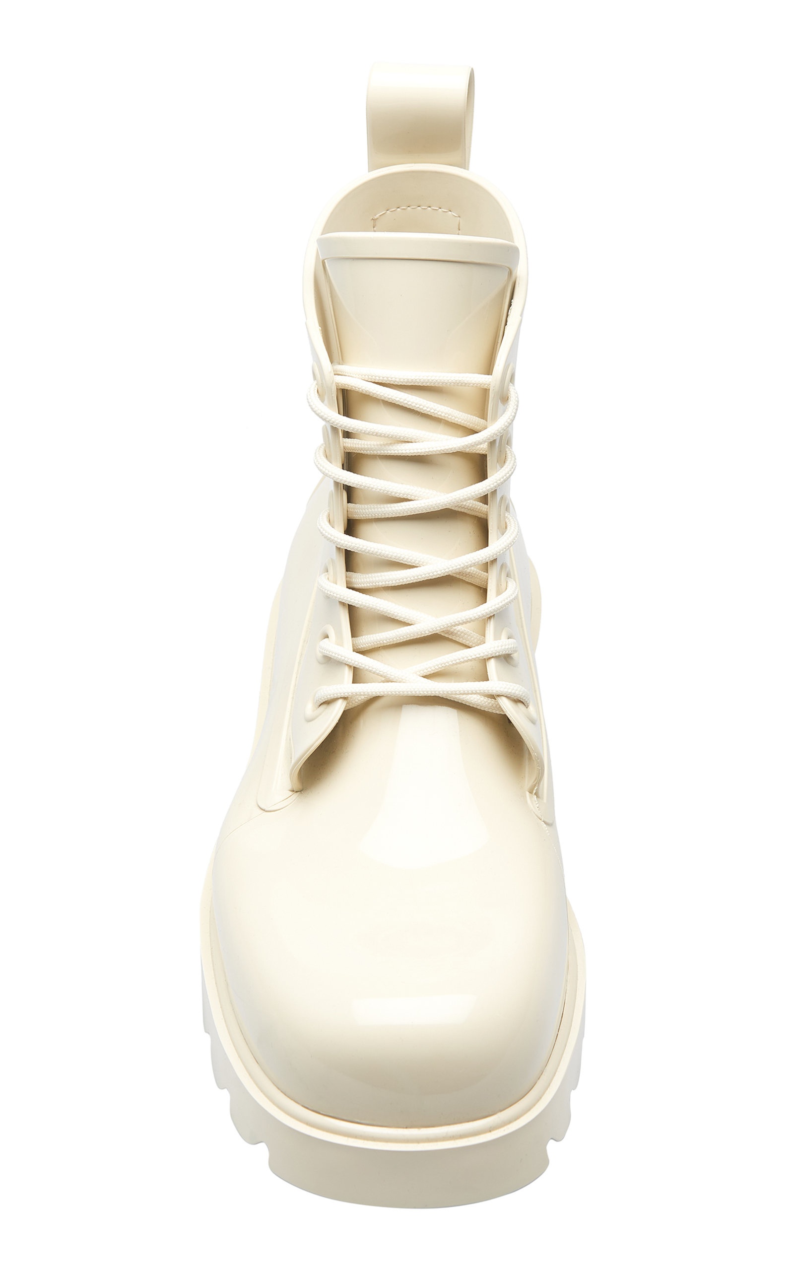 Lace-Up Rubber Ankle Boots white - 2