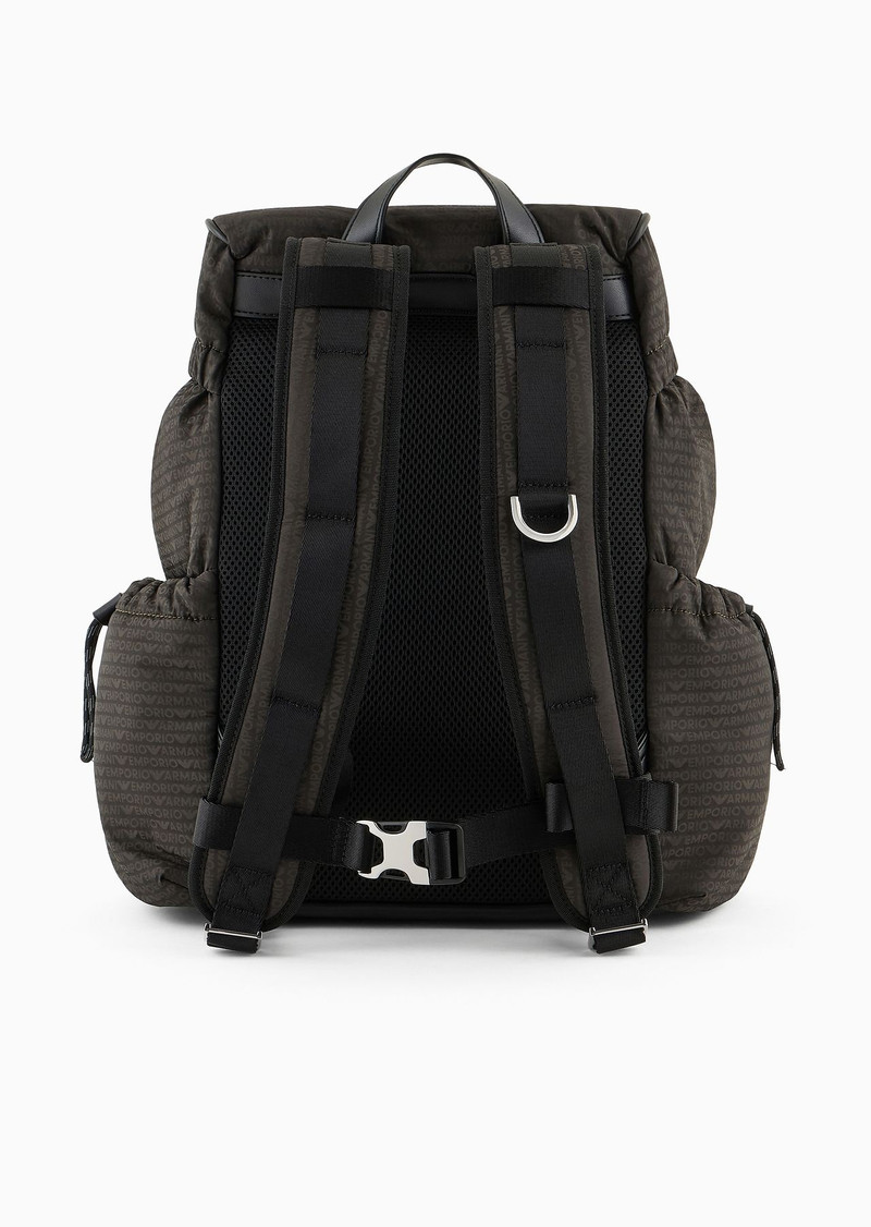 Nylon backpack with all-over, jacquard logo lettering 3
