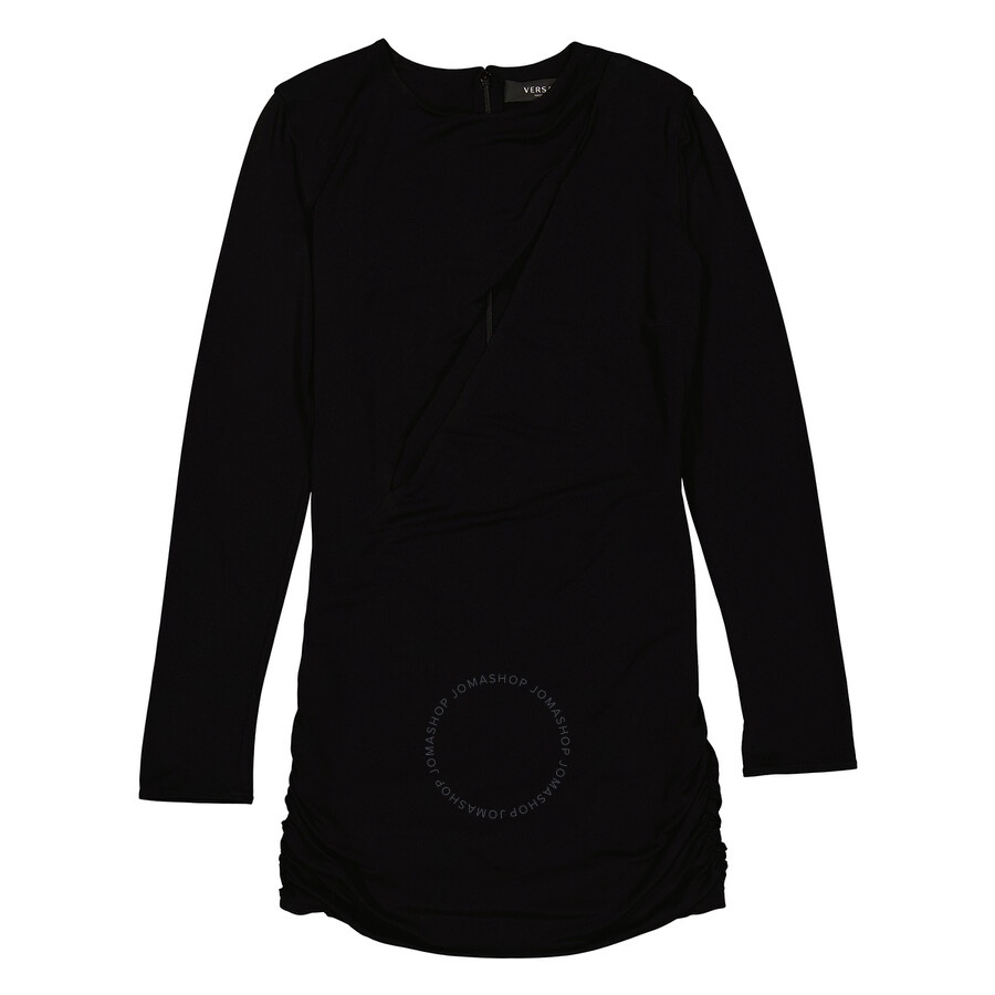 Versace Ladies Black Short Draped Viscose Dress - 5