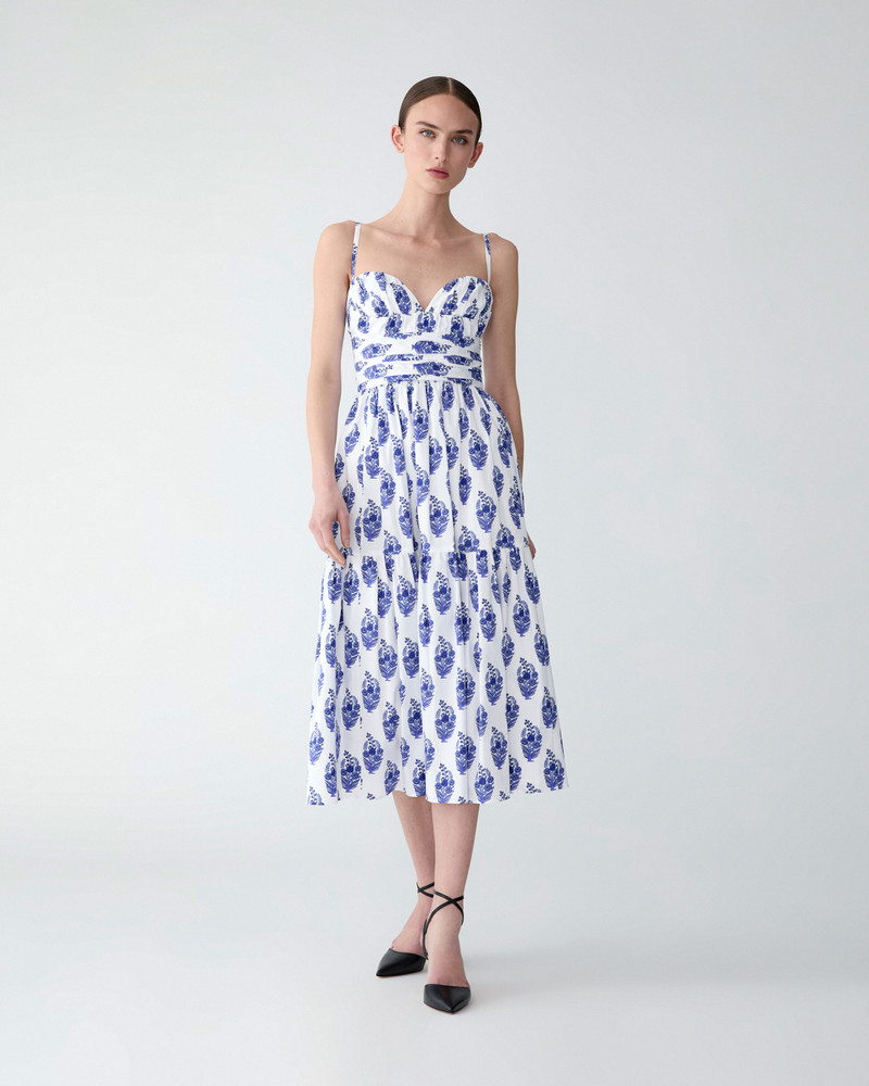 CAROLINA HERRERA Block-Printed Midi Dress outlook