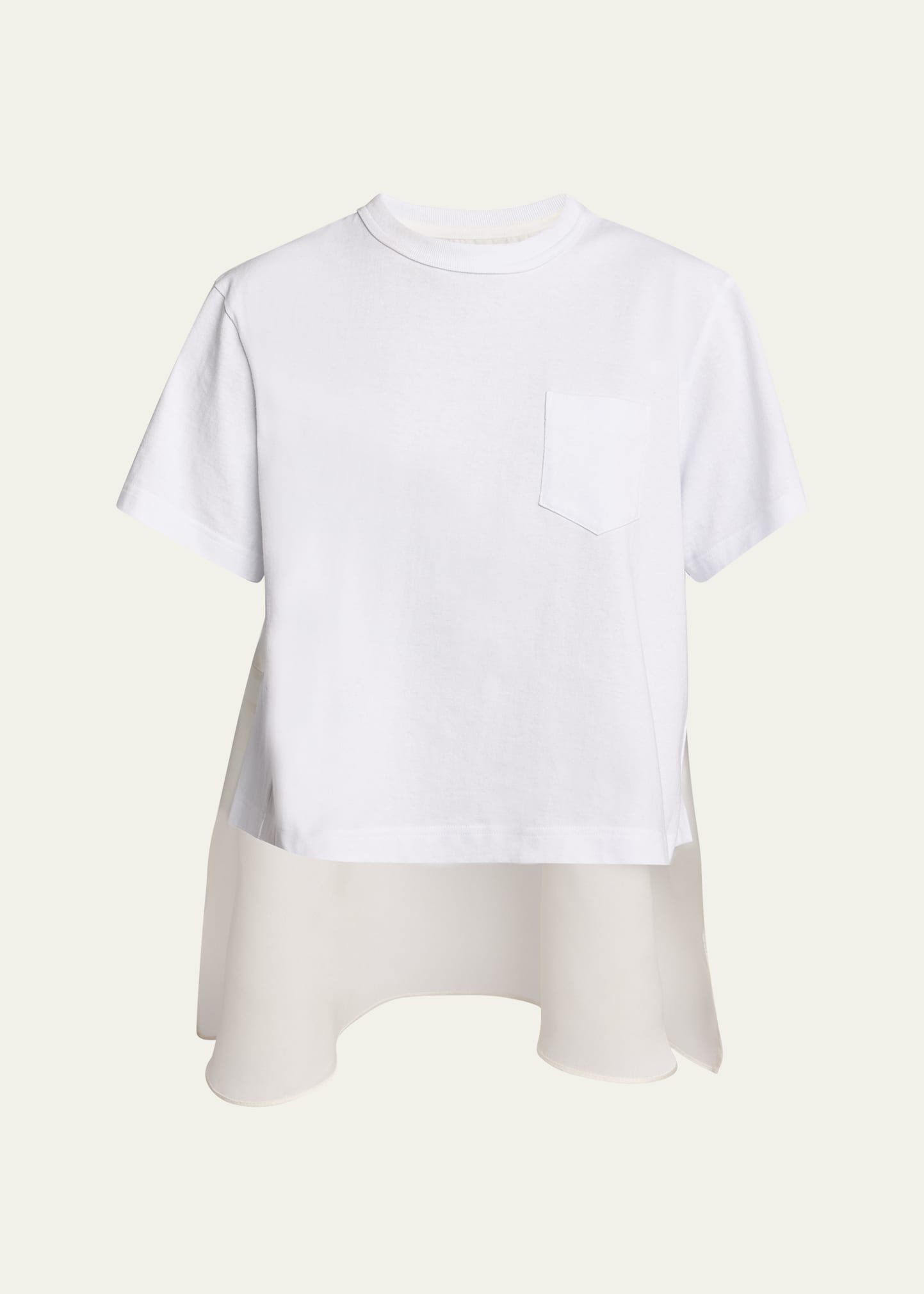 【sacai】Hybrid Cotton T-Shirt SACAI | Hybrid Striped Cotton Poplin T-Shirt | Women | Lane