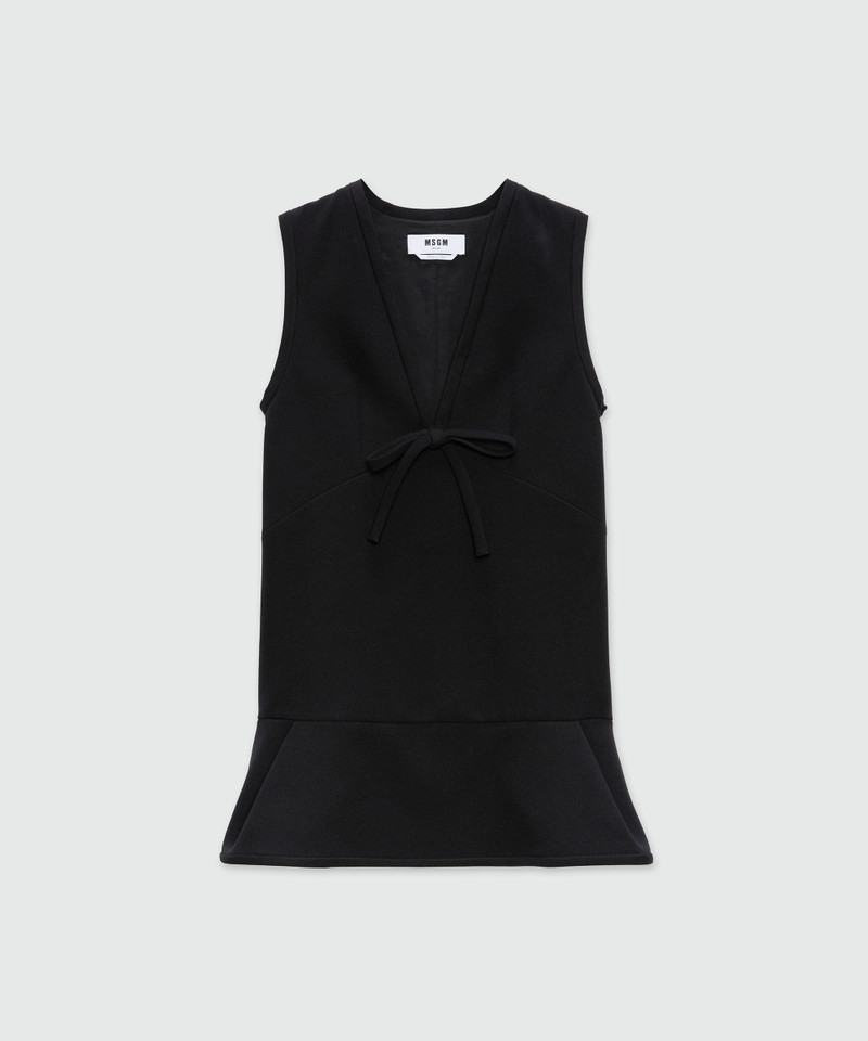 Black cady V-neck minidress 1