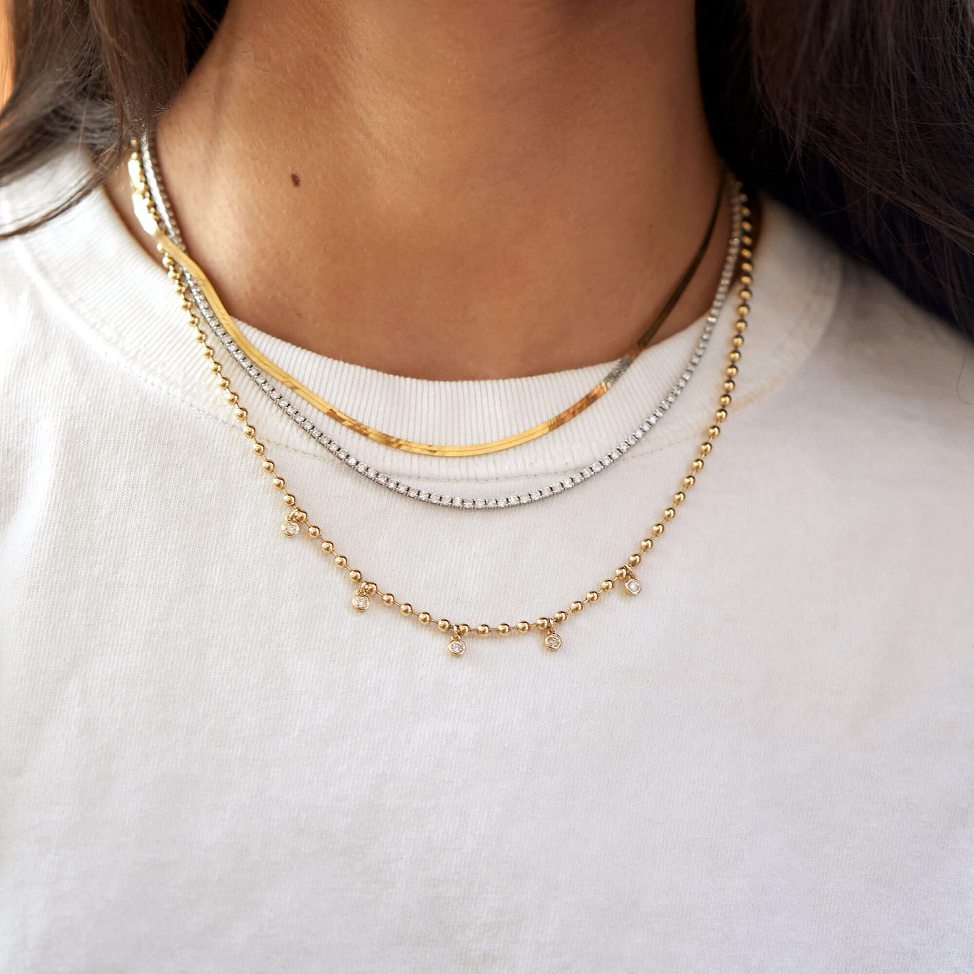 Unflippable Tennis Necklace in White Gold - 18