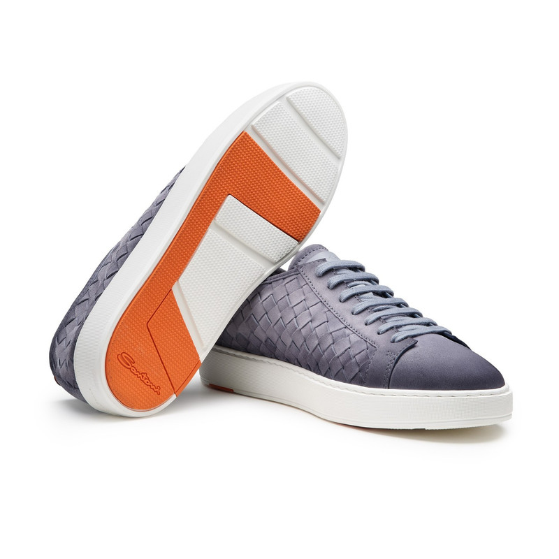 Men's light blue woven suede sneaker 3