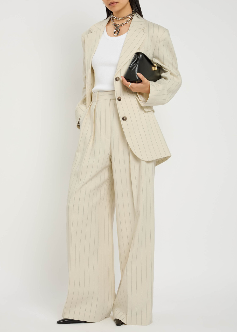 Anine Bing Sara Pinstriped Woven Blazer - 4