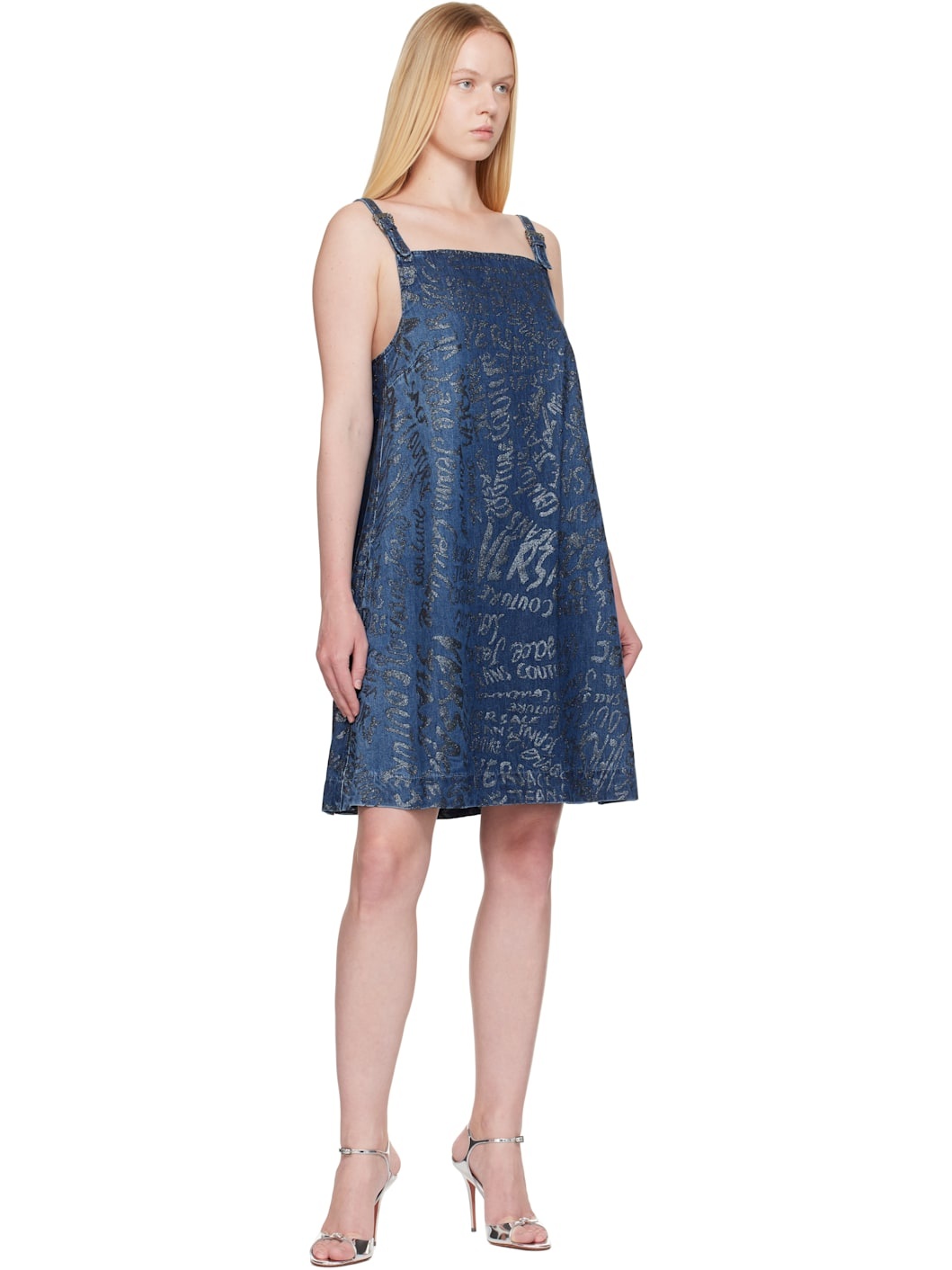 Blue Glitter Finish Minidress - 4
