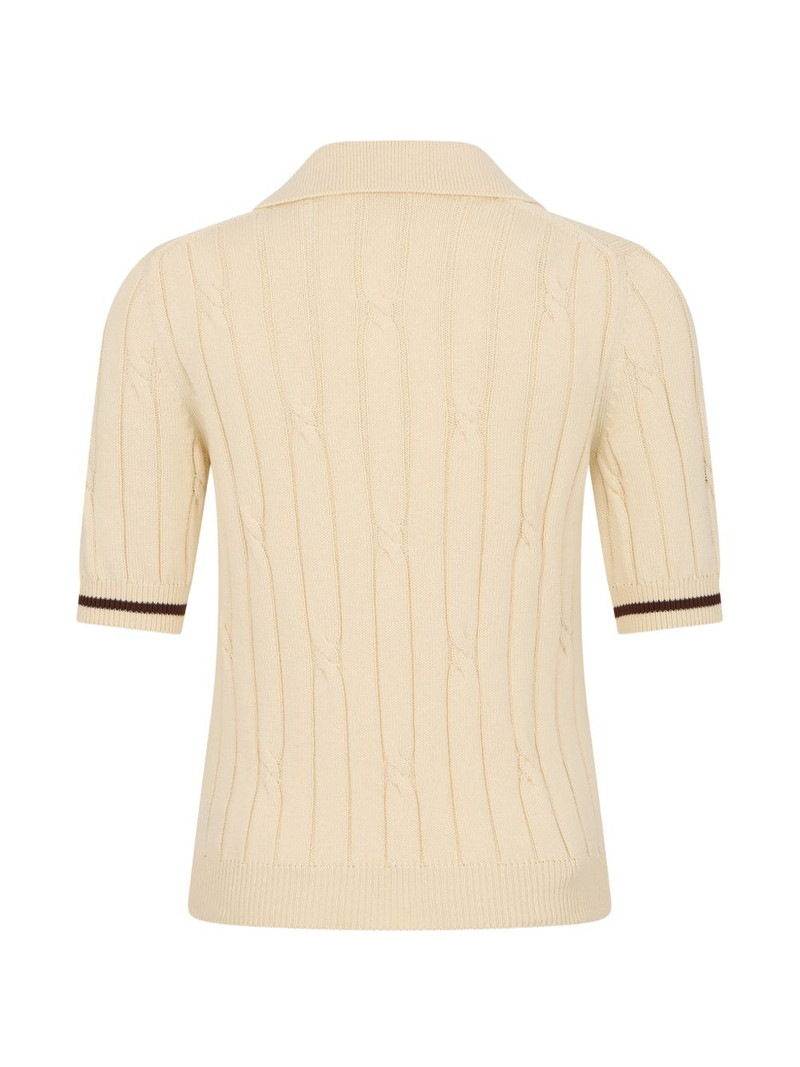 SLOWEAR cable-knit polo shirt outlook