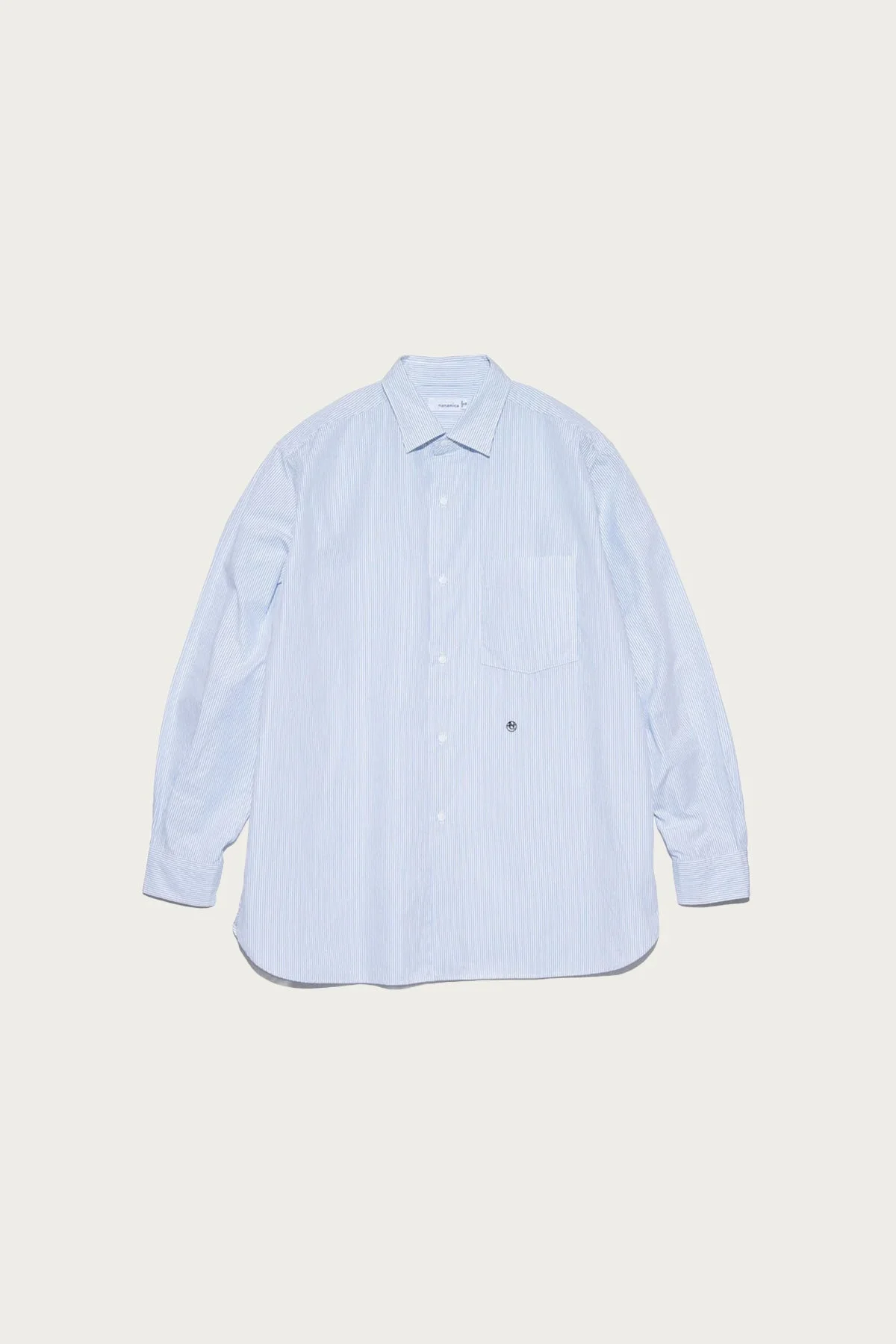 Regular Collar Stripe Wind Shirt - Sax - 1