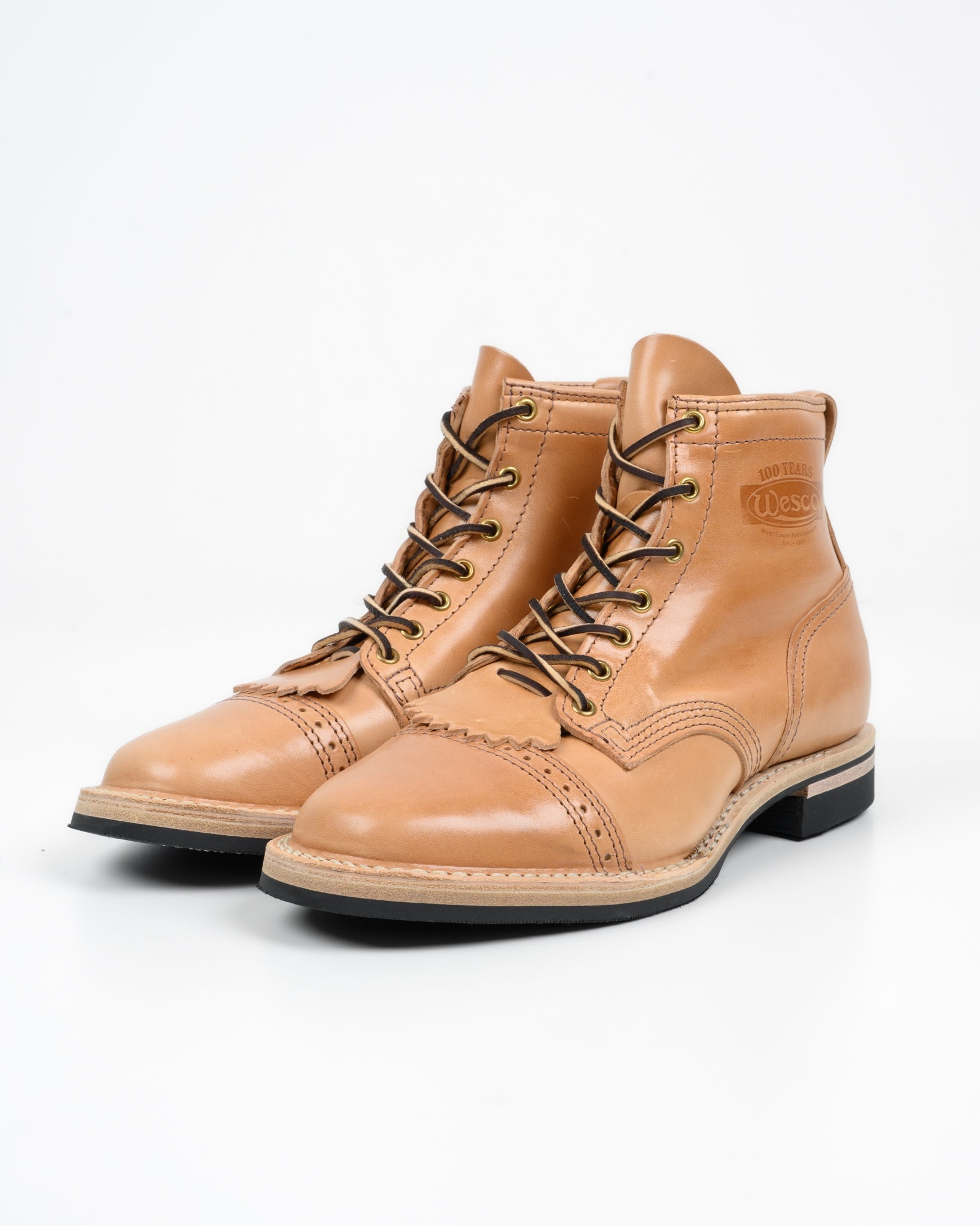 IRON HEART INT'L X WESCO® 7" TOE CAP BOOT - THE "GUILDSMAN" - NATURAL HORSEHIDE - 12