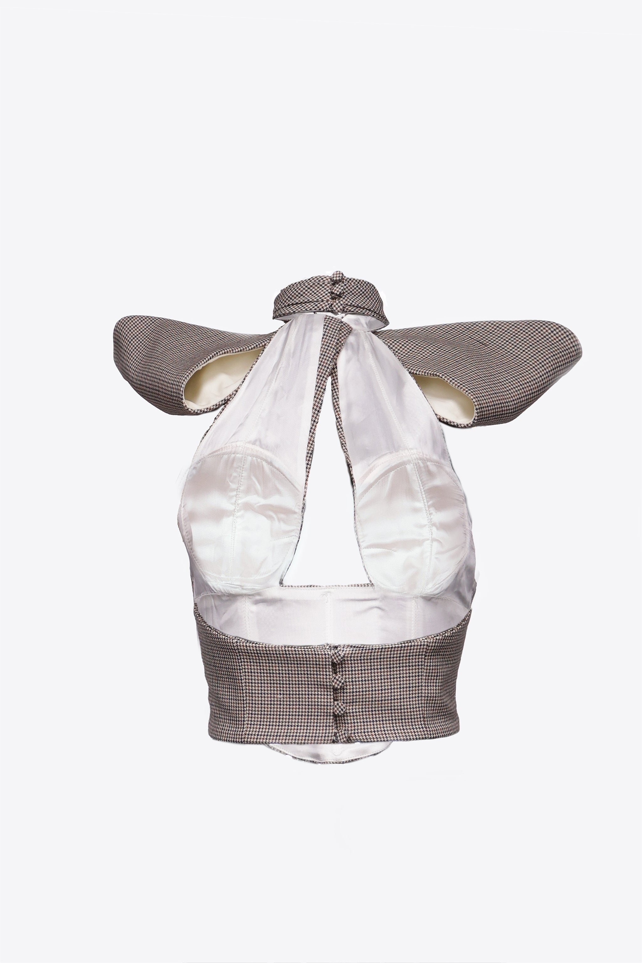 DISTRESSED CRYSTAL BOW HALTER TOP - 4