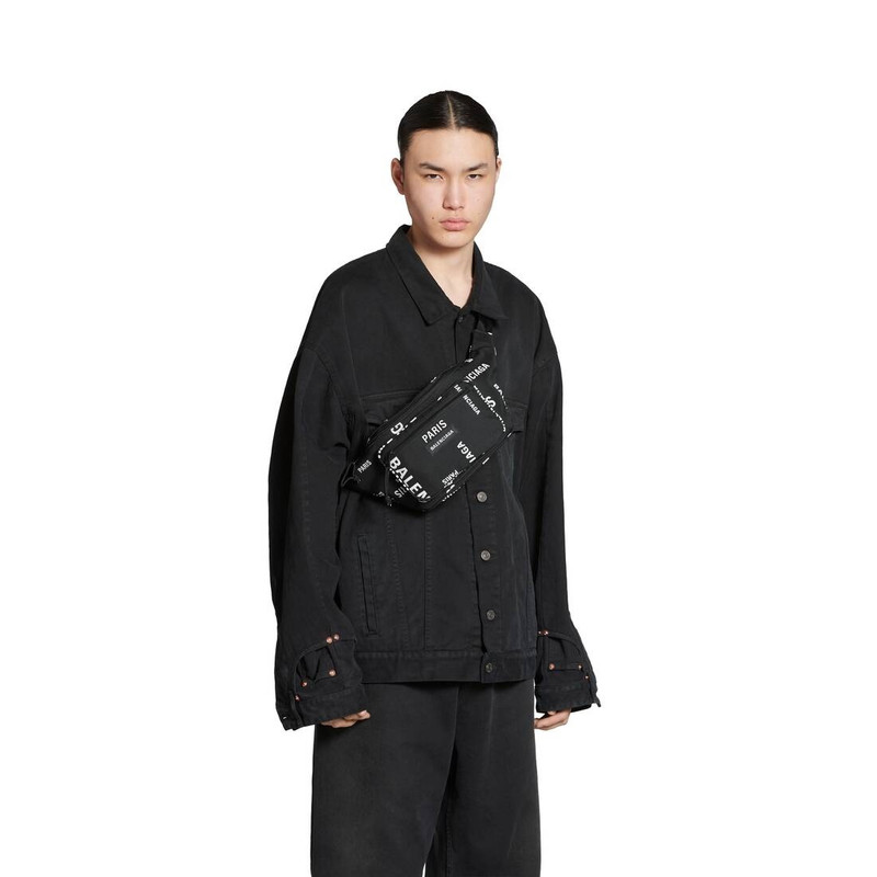 BALENCIAGA Men's Explorer Beltpack Bal Paris Allover  in Black outlook