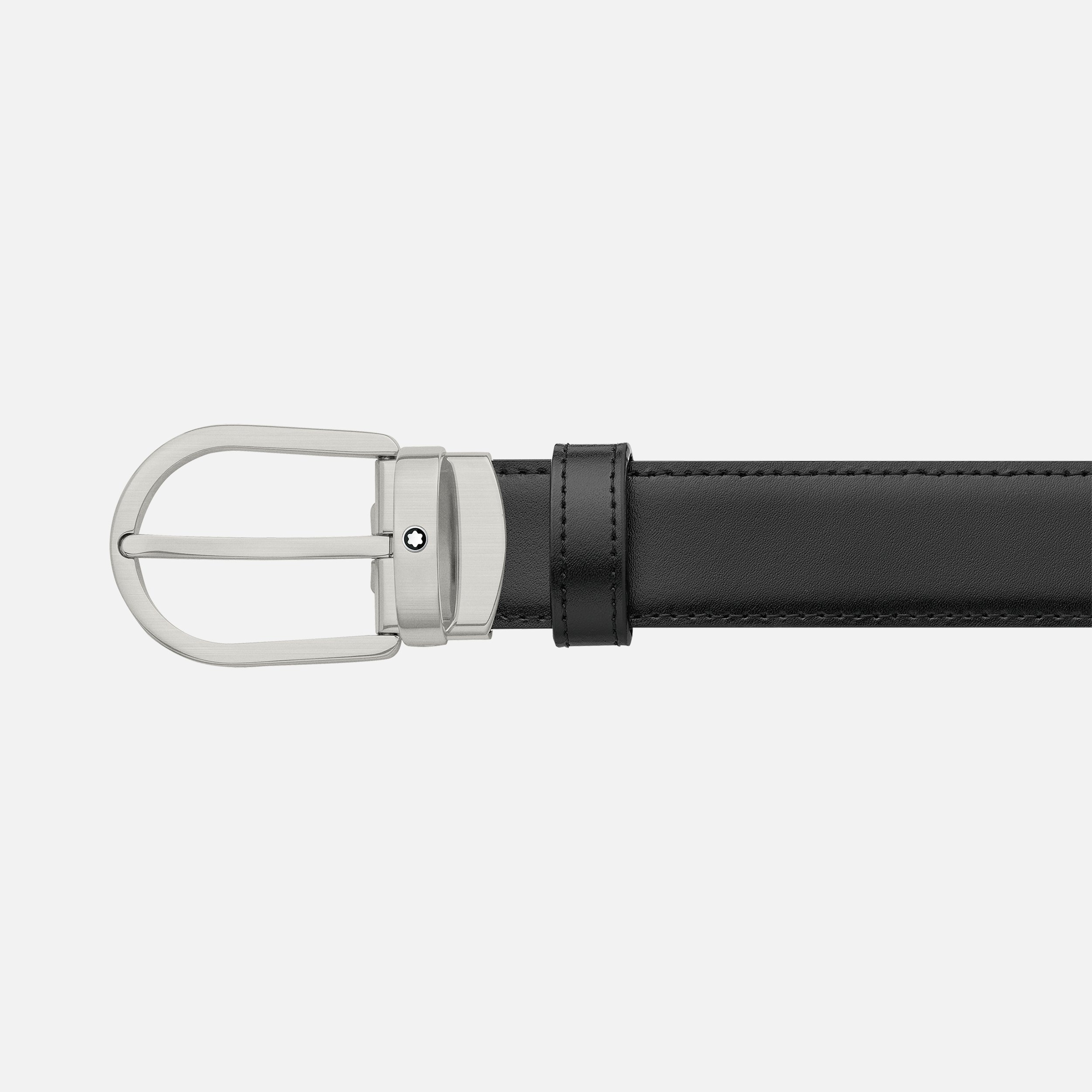 Horseshoe buckle black/blue 32 mm reversible leather belt - 2
