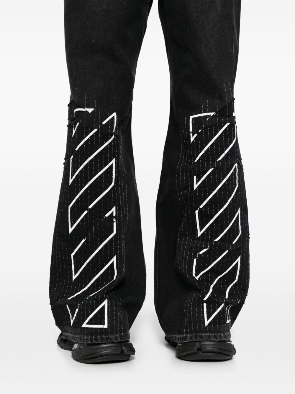 patchwork flared jeans - 5