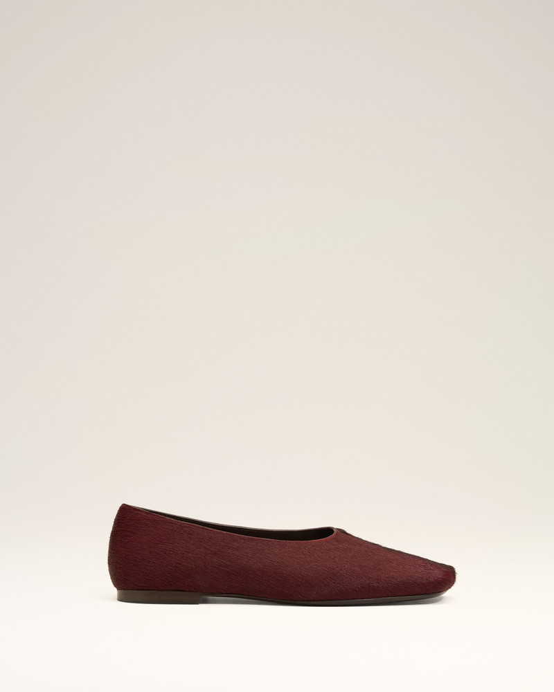 BURGUNDY LEATHER BICOLOR FLAT SHOES 1