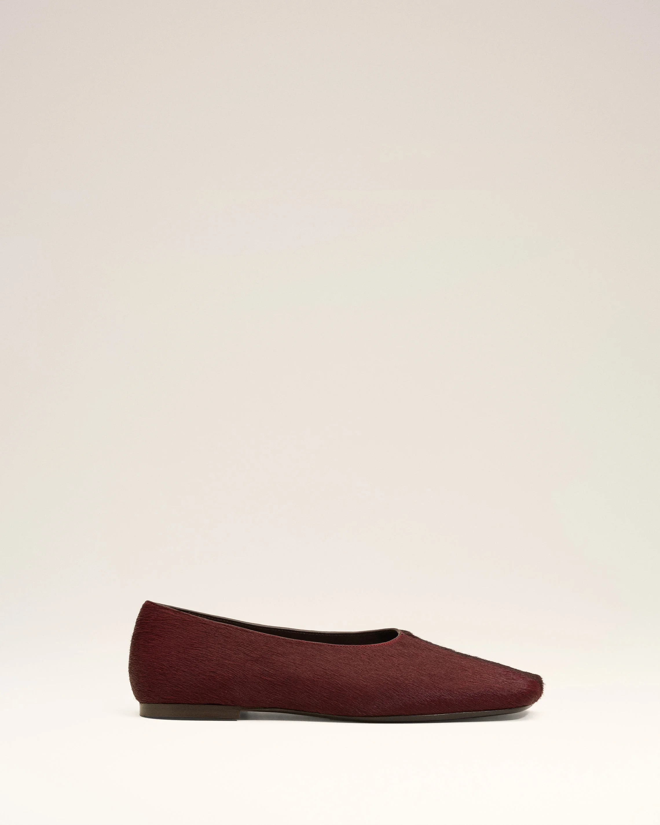 BURGUNDY LEATHER BICOLOR FLAT SHOES - 1