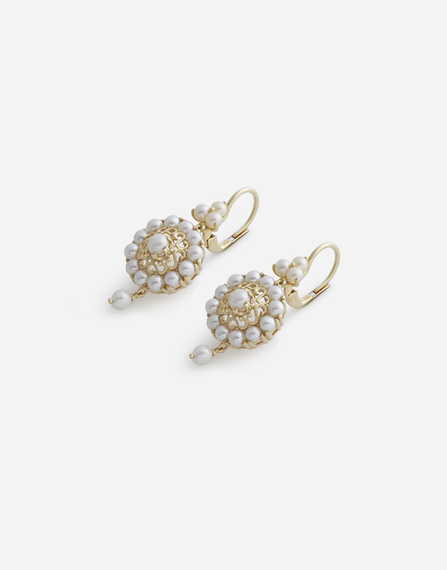 Romance earrings in yellow gold with pearls - 2