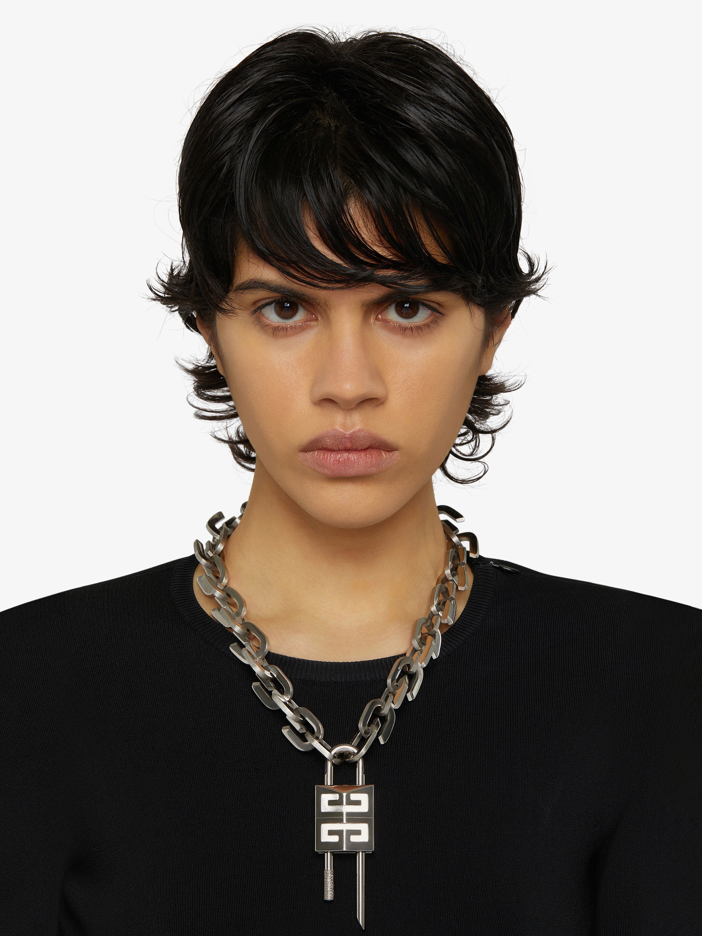 G LINK LOCK NECKLACE IN METAL - 3