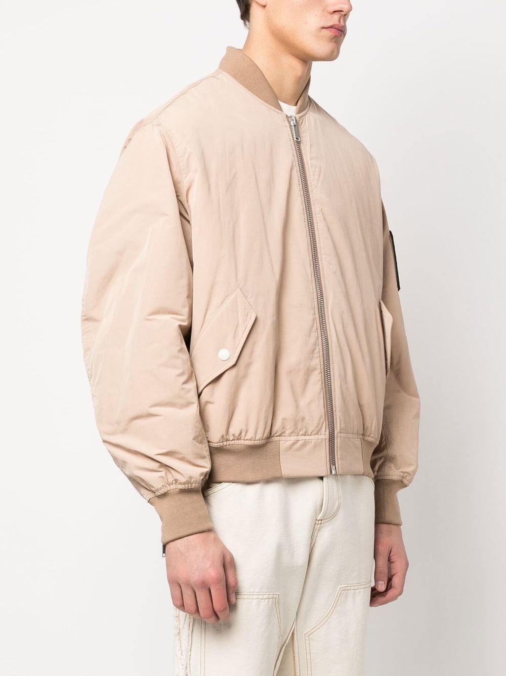 logo-patch quilted bomber jacket - 3