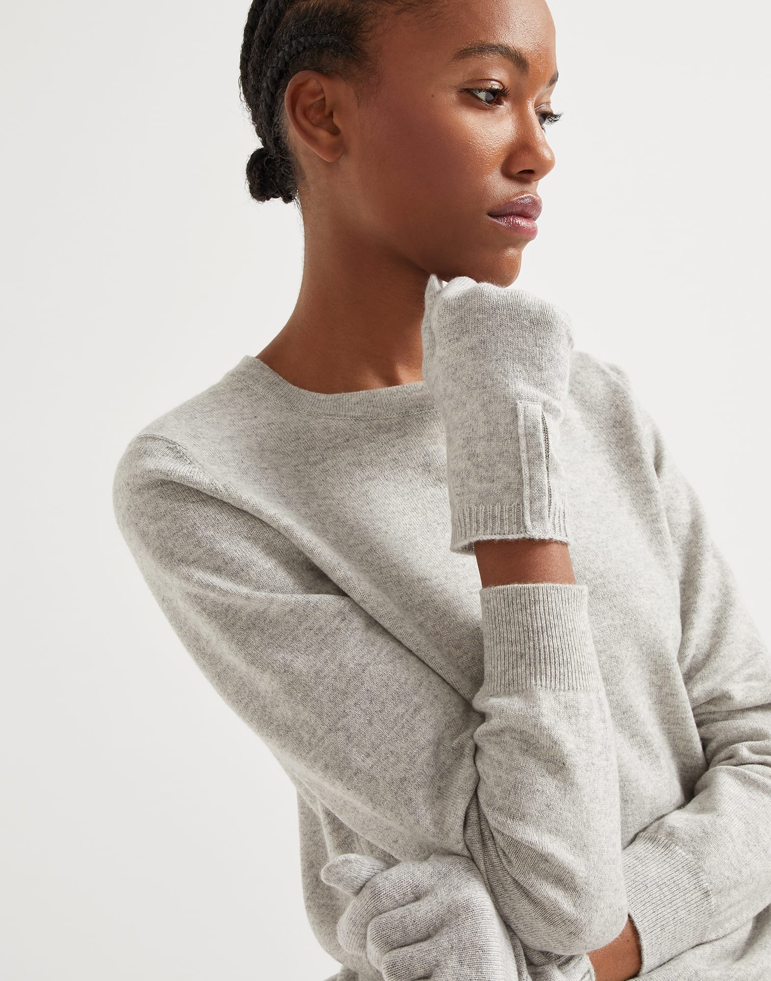 Cashmere knit gloves with monili - 3