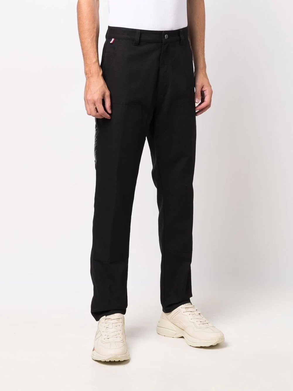 contrast-panel detail straight-leg trousers - 3