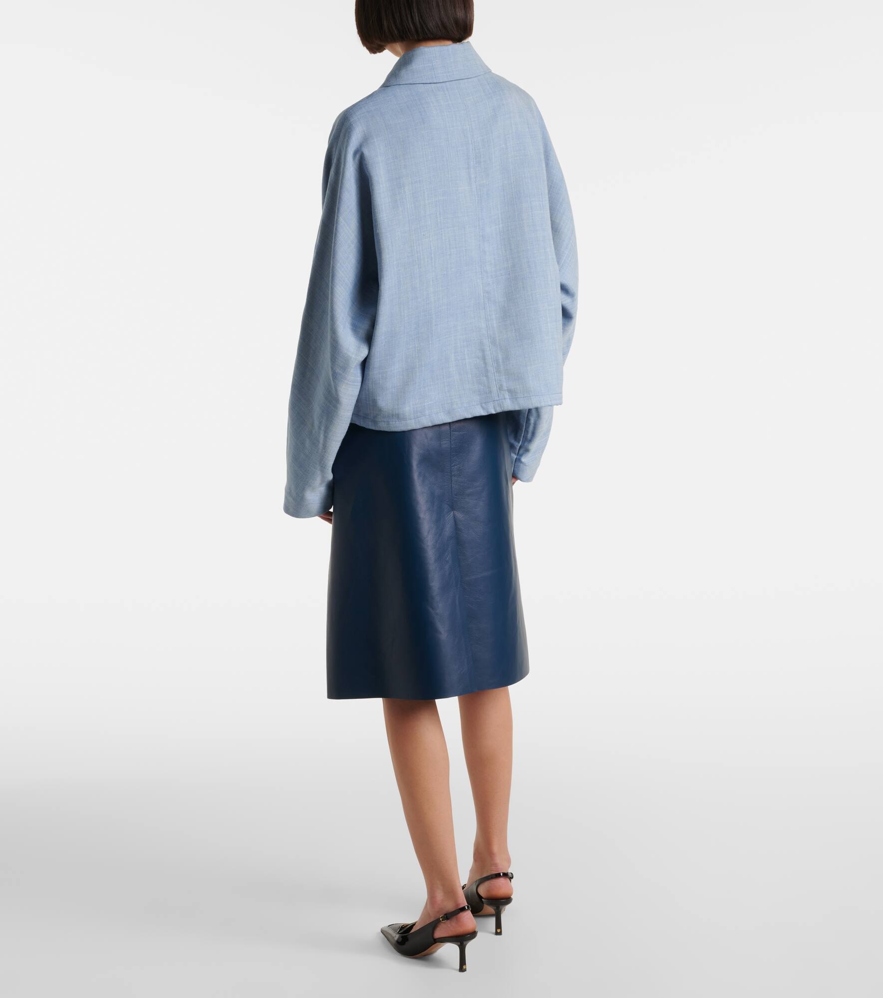 Cropped wool, silk, and linen blouson - 3