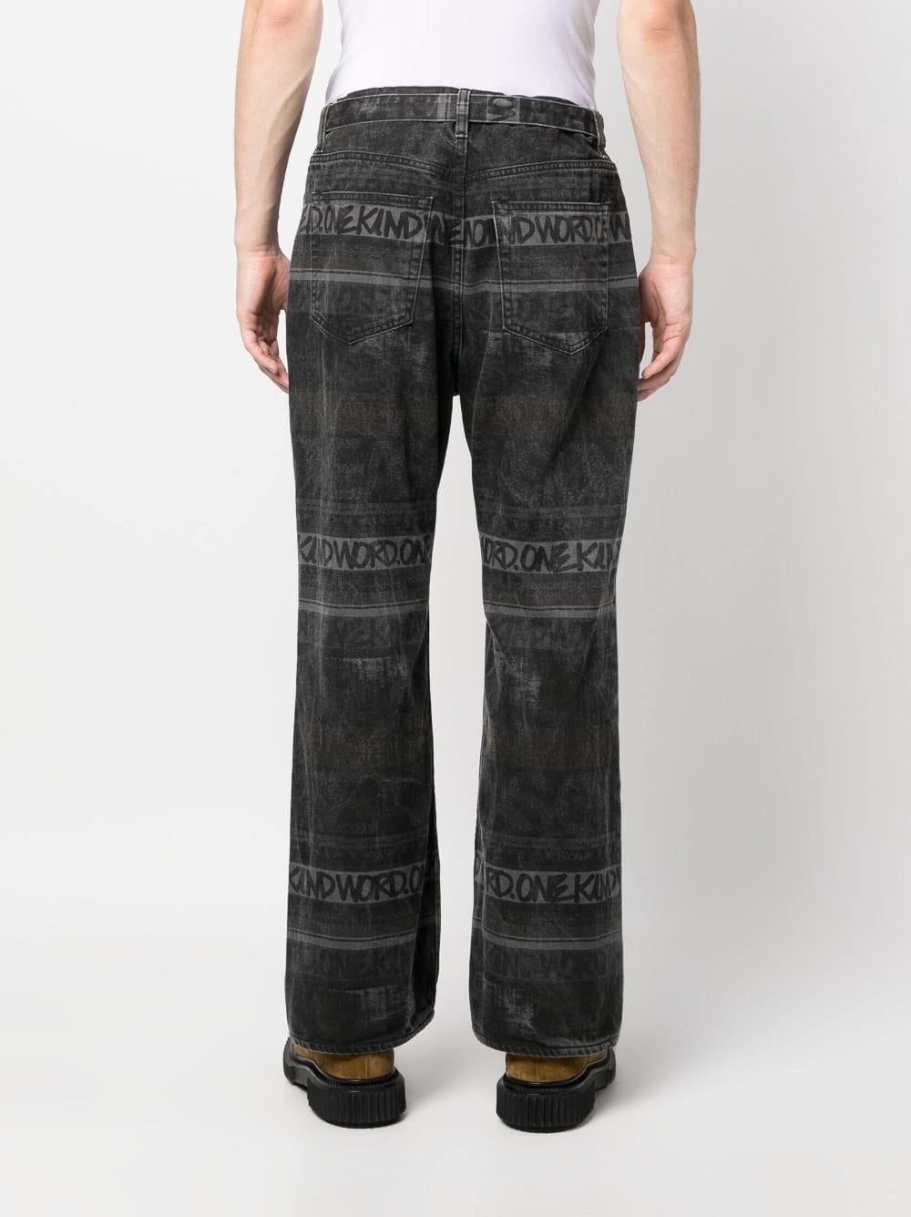 logo-pattern denim jeans - 4