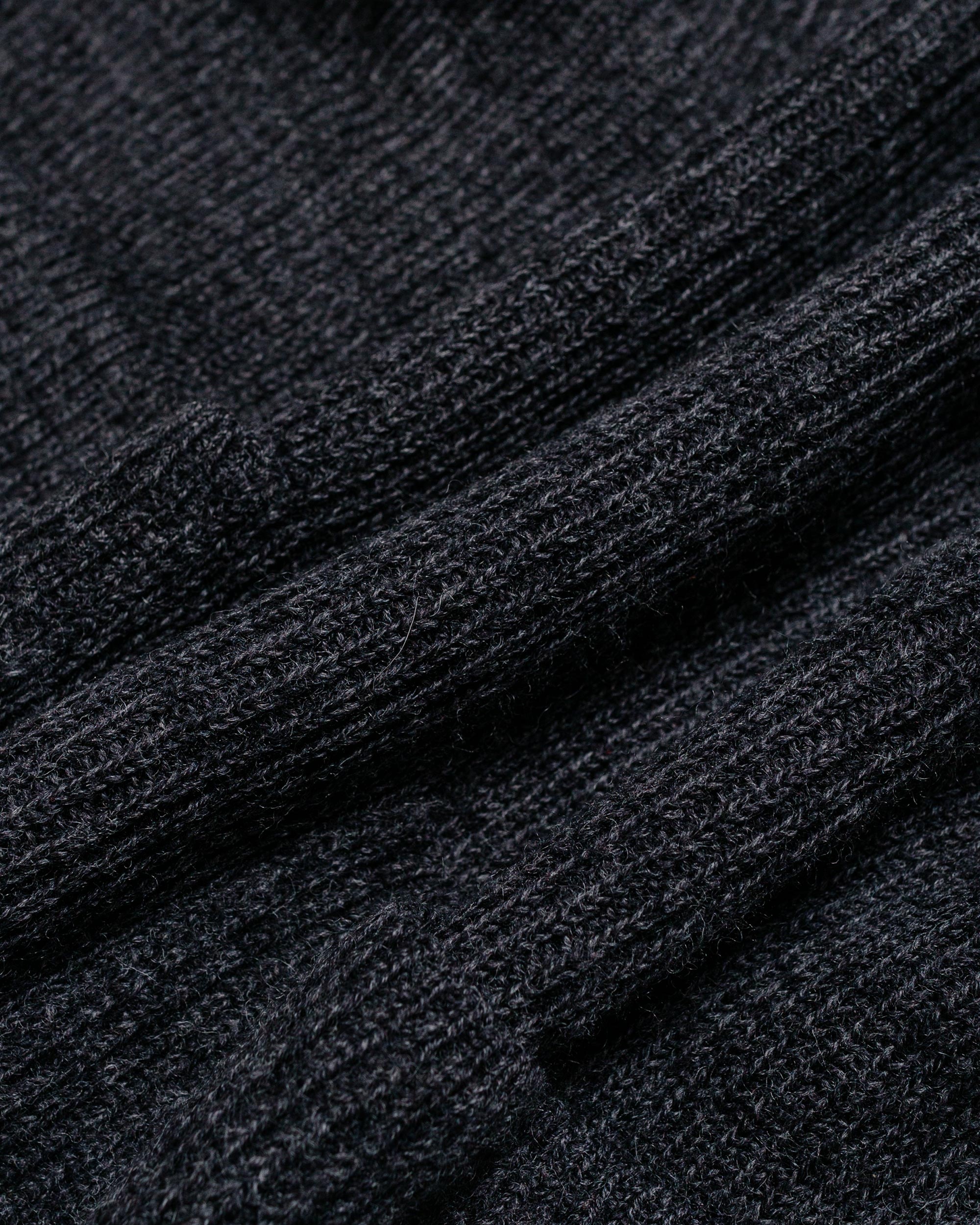 Loki Wool Cotton Rib Cardigan Dark Grey Melange - 5