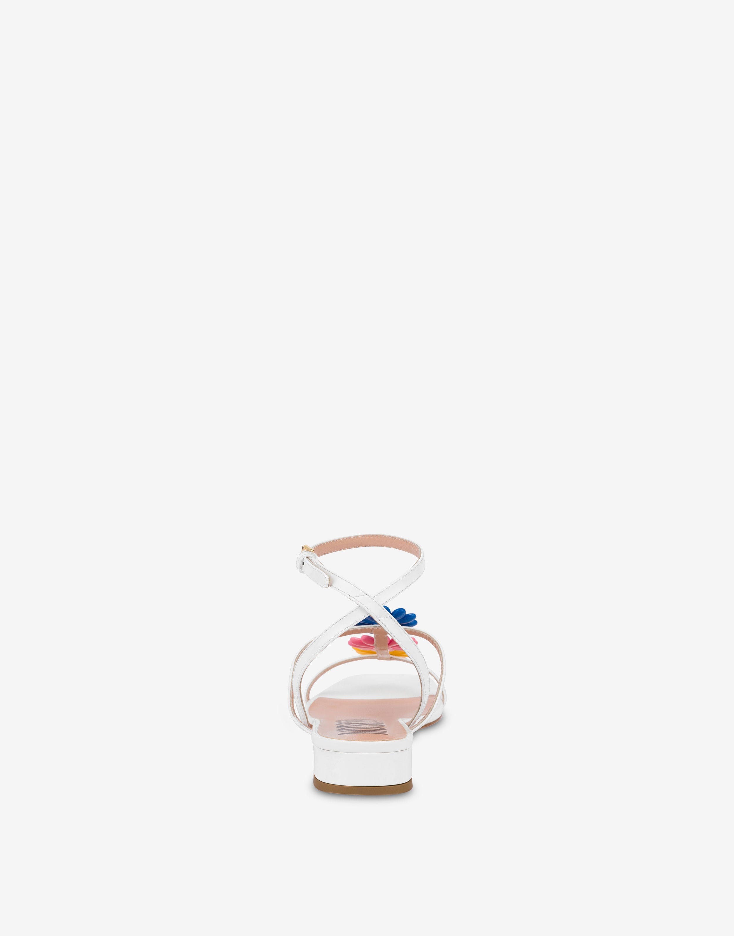 PATENT LEATHER MULTI-COLOUR FLOWERS FLAT SANDALS - 3