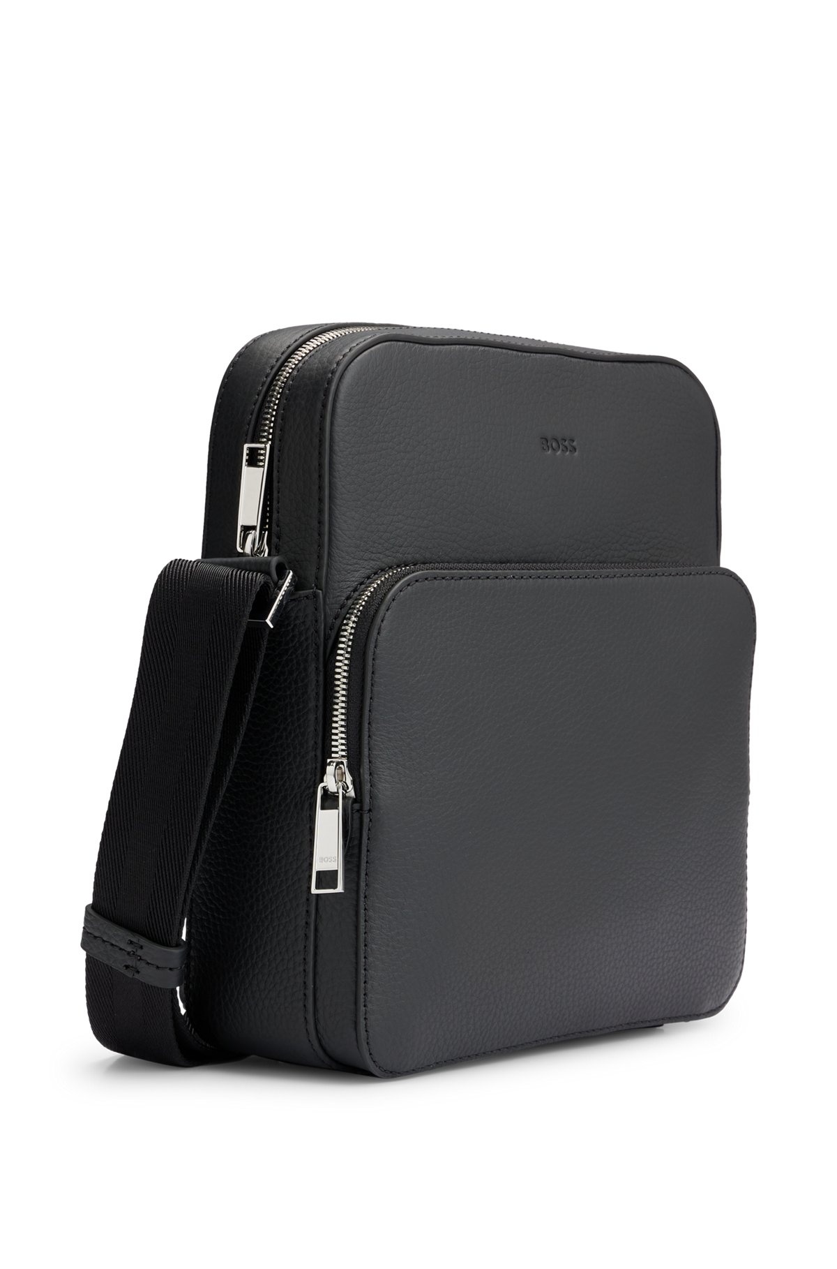 REPORTER BAG IN GRAINED ITALIAN LEATHER WITH EMBOSSED LOGO - 5