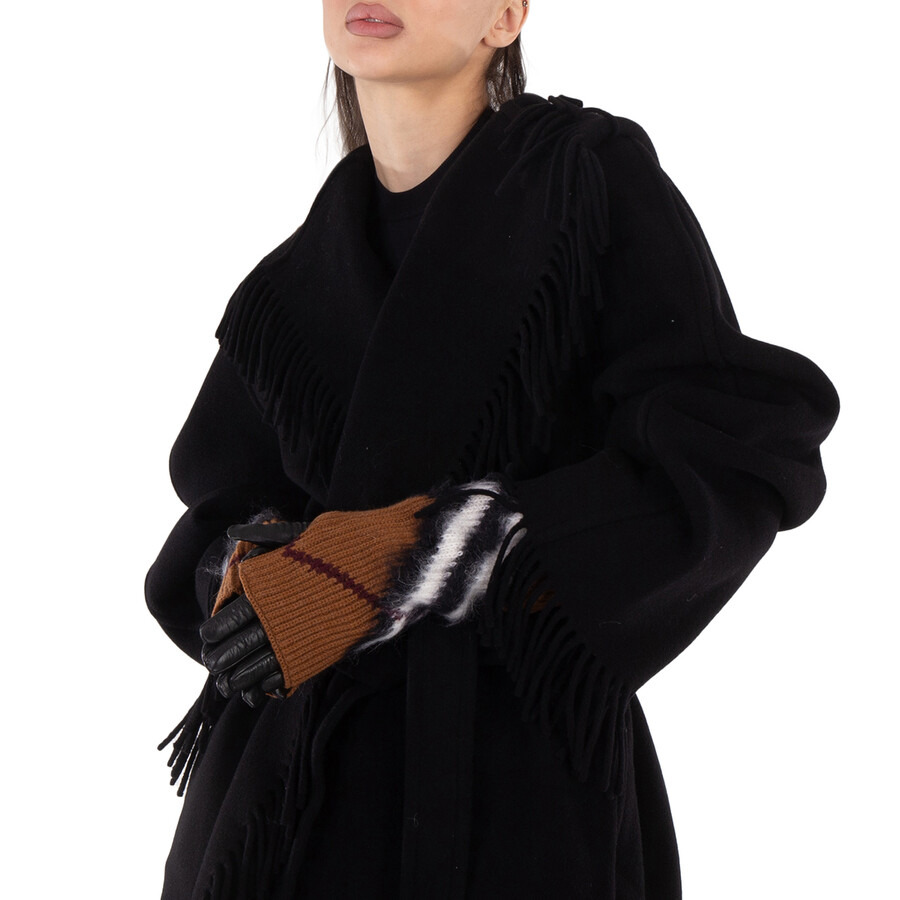 Burberry Chevron Lambskin Leather Gloves with Removable Overlay - 2