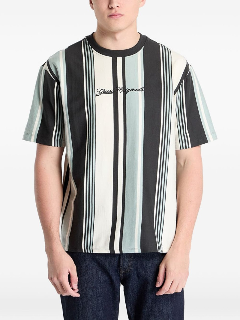 vertical-stripe logo-embroidered T-shirt 1