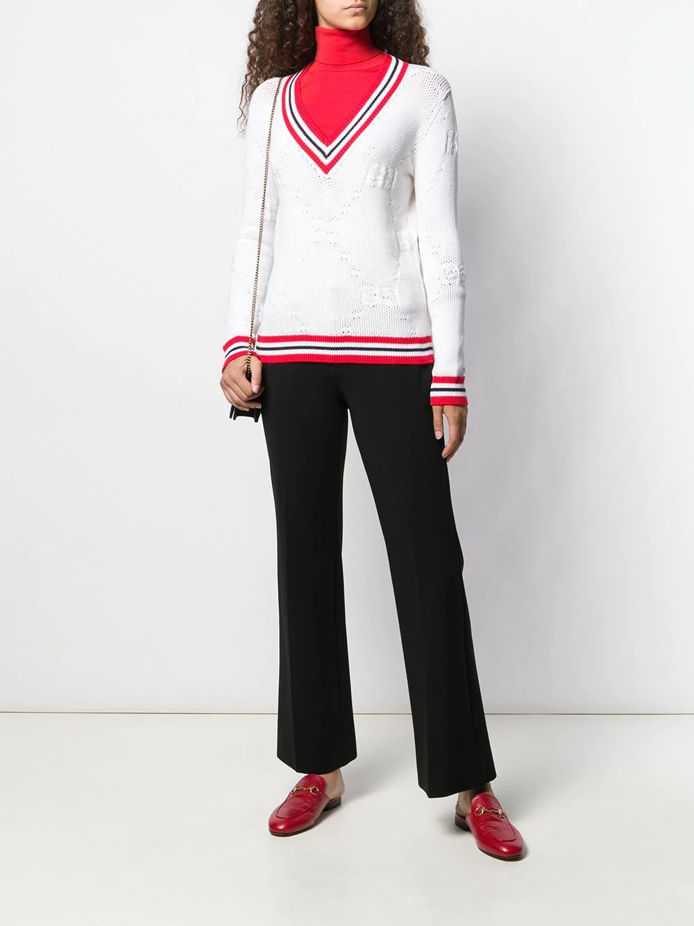 V-neck knitted logo sweater - 2