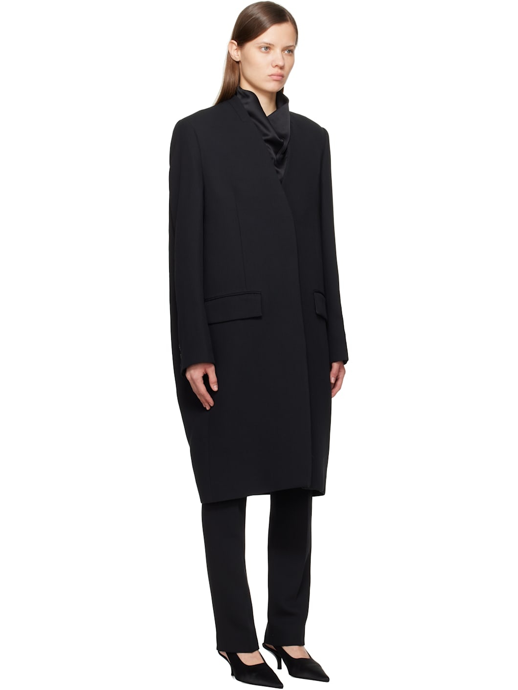 Black Deep Pleat Coat - 2
