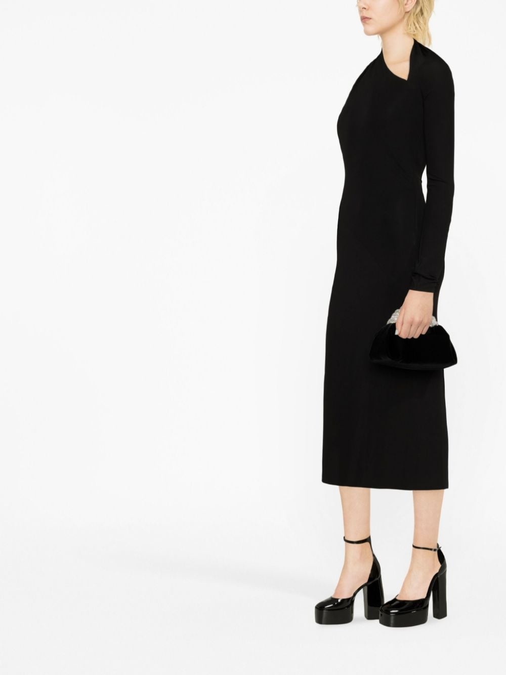 ワンピース VERSACE Cut out midi dress Black Cutout Midi Dress by Versace on Sale
