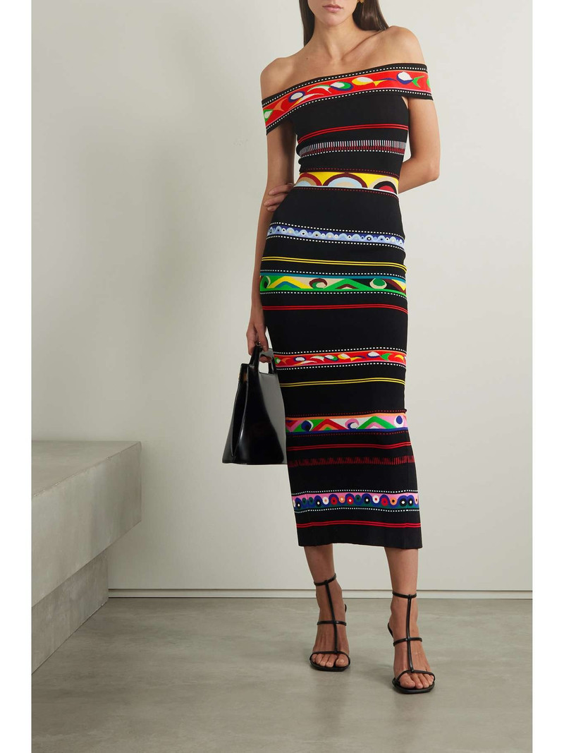 PUCCI Off-the-shoulder jacquard-knit maxi dress outlook