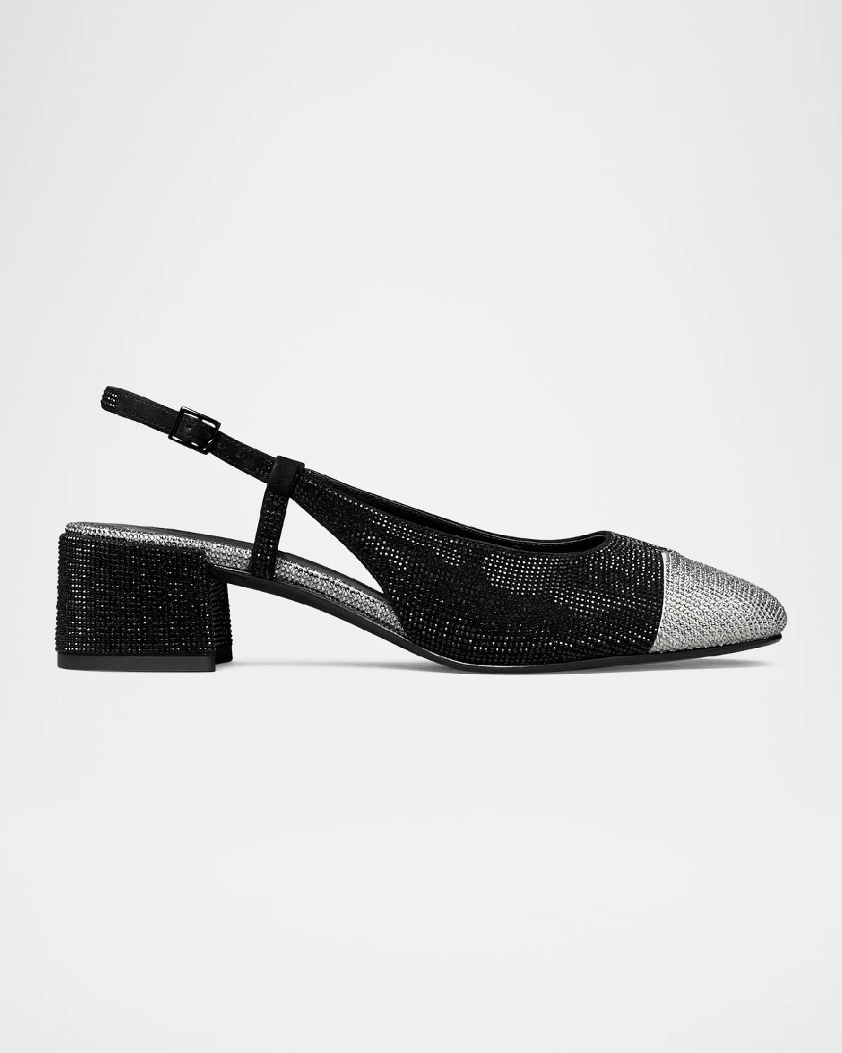Bicolor Pave Cap-Toe Slingback Pumps - 1