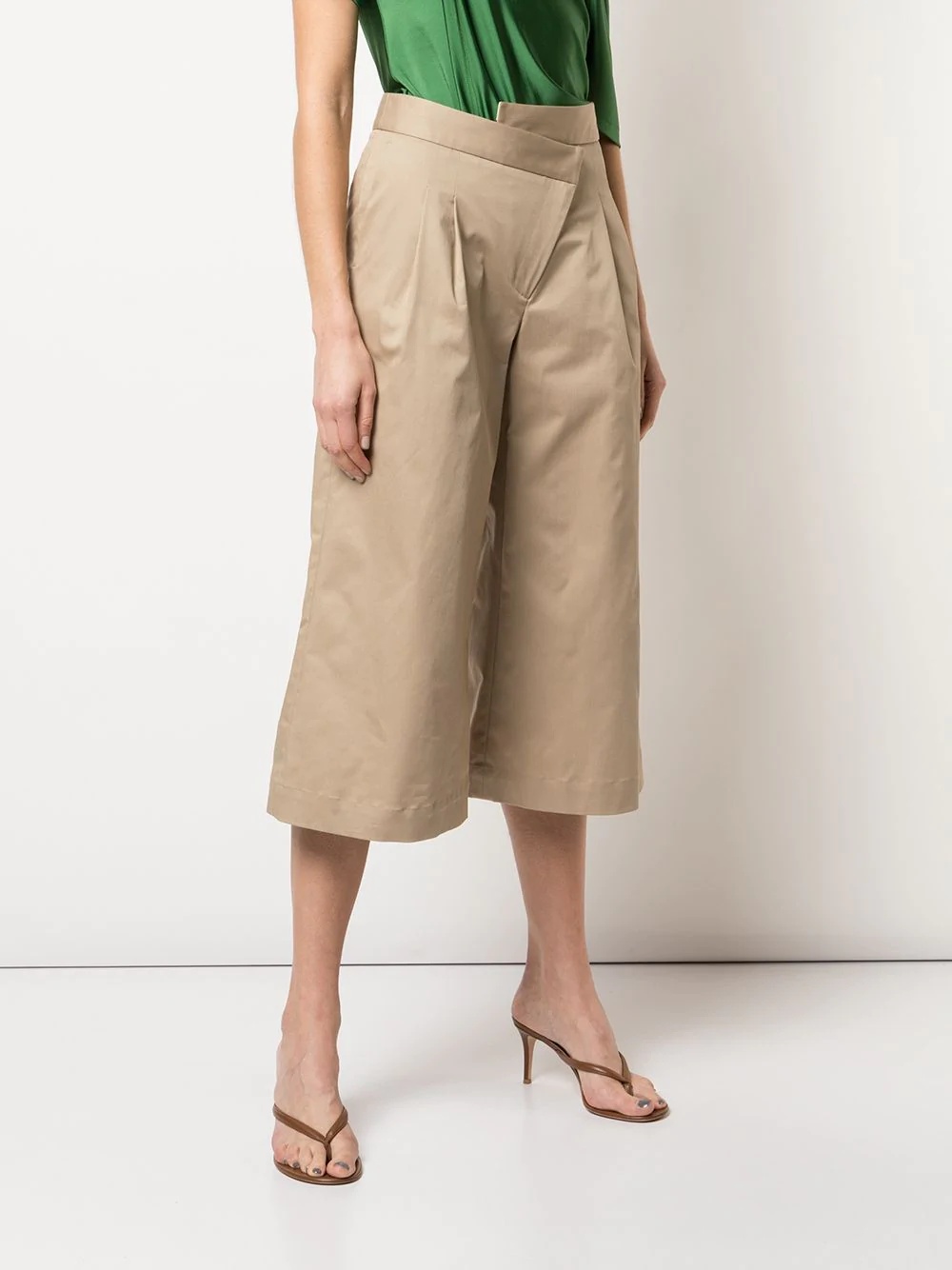 cropped pleated wide-leg trousers - 3