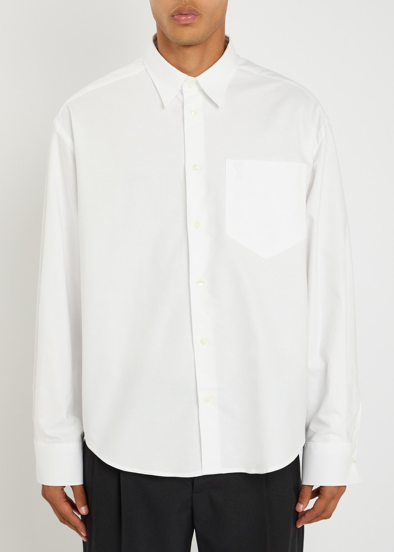 AMI Paris Ami Paris Logo-embossed Cotton-gabardine Shirt outlook