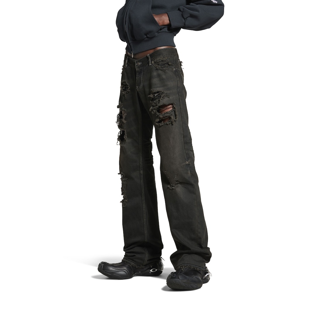 Fitted Low-waist Pants in Anthracite - 8