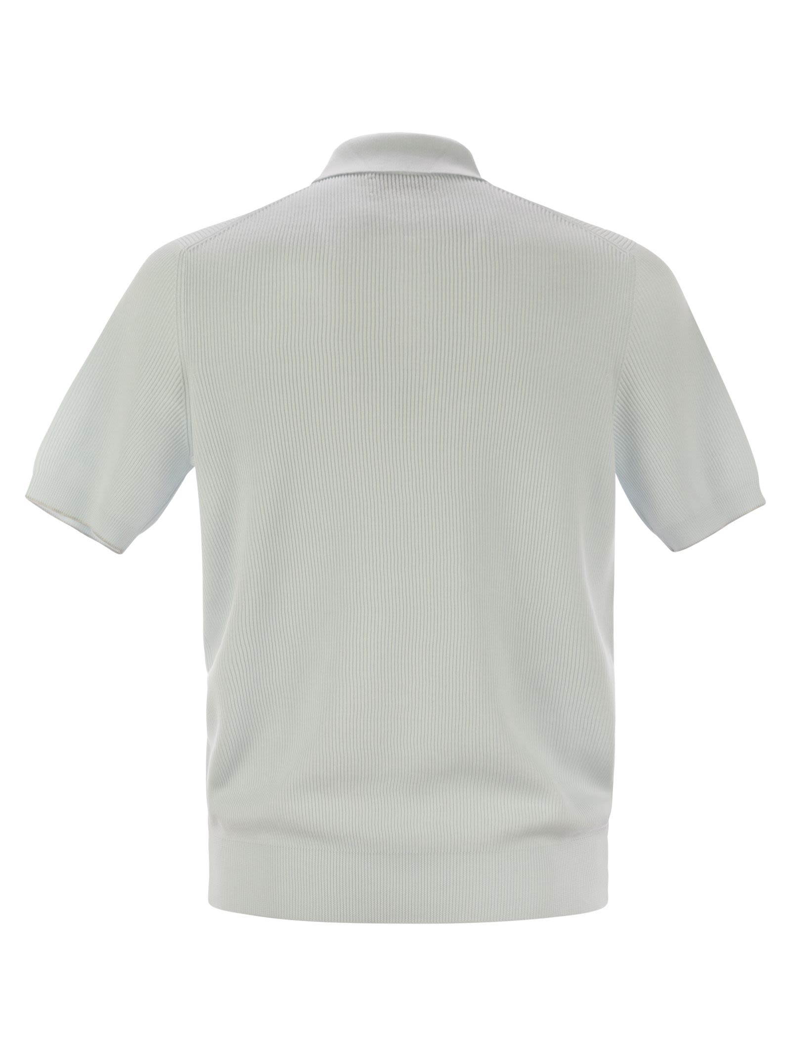 Brunello Cucinelli Men Ribbed Cotton Polo-Style Jersey - 2