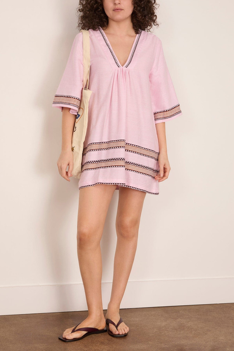 lemlem Belkis V-Neck Caftan in Munit Pink outlook