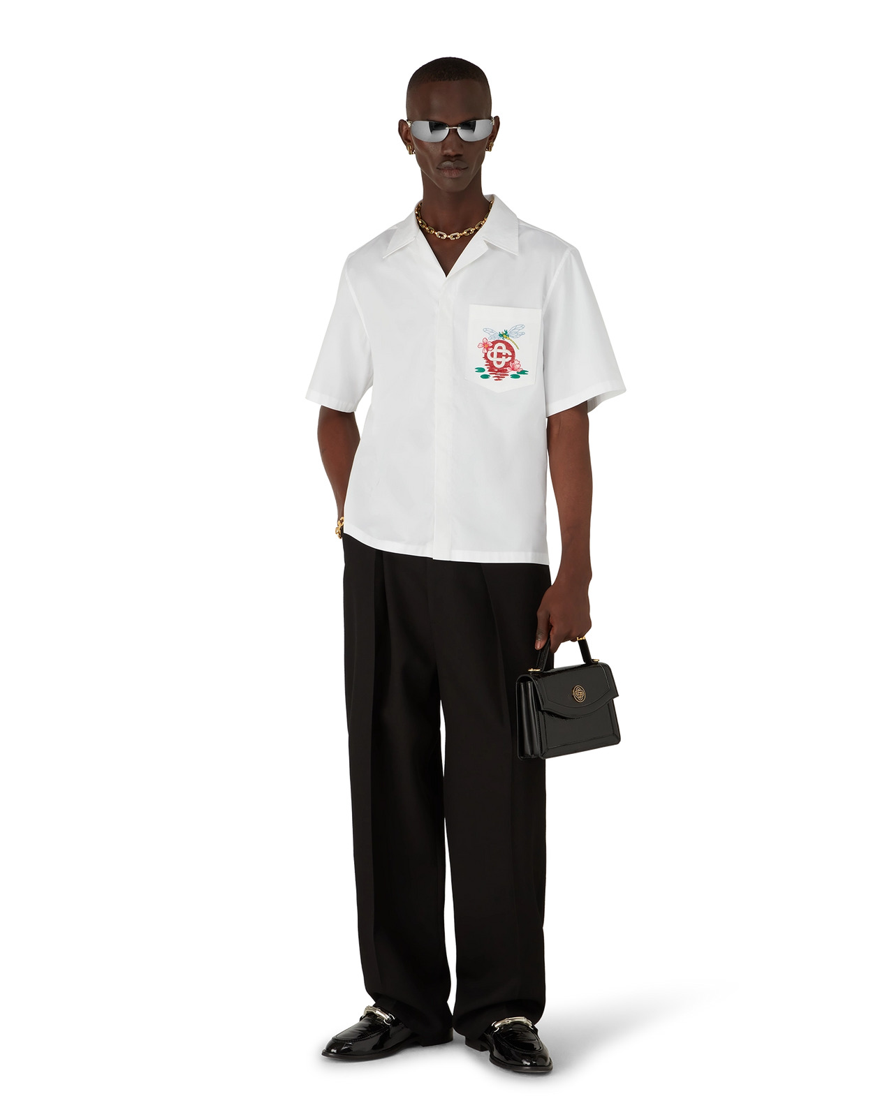 Cotton Poplin Embroidered Short Sleeve Shirt | Casablanca Paris - 2