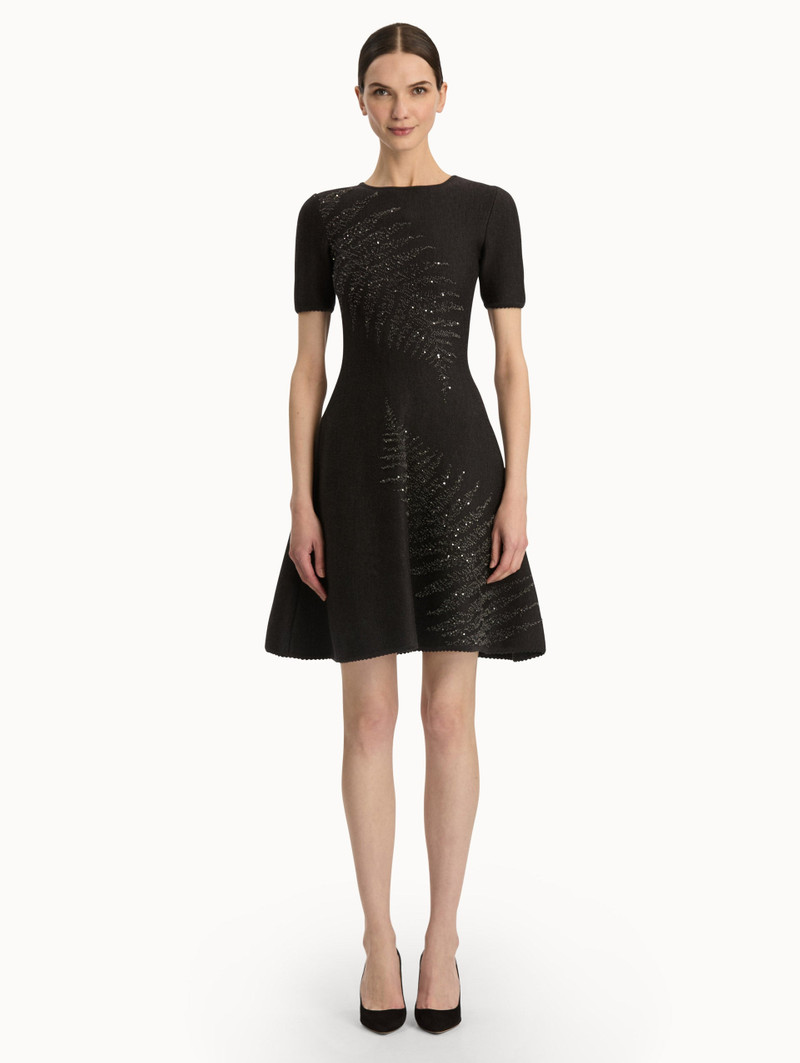 Oscar de la Renta FERN EMBROIDERED KNIT DRESS outlook