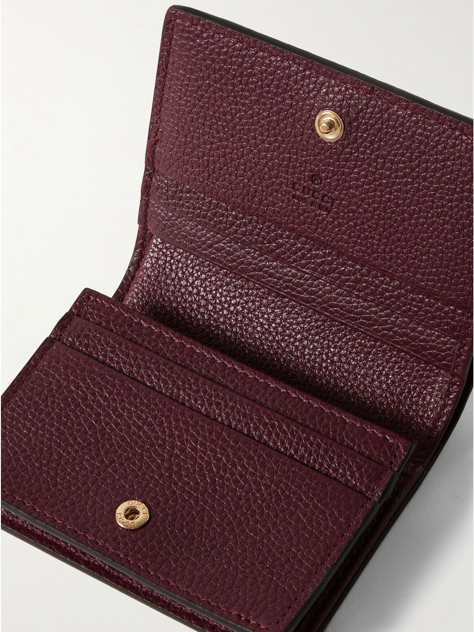 GG Marmont Petite textured-leather and printed coated-canvas wallet Brown - 5