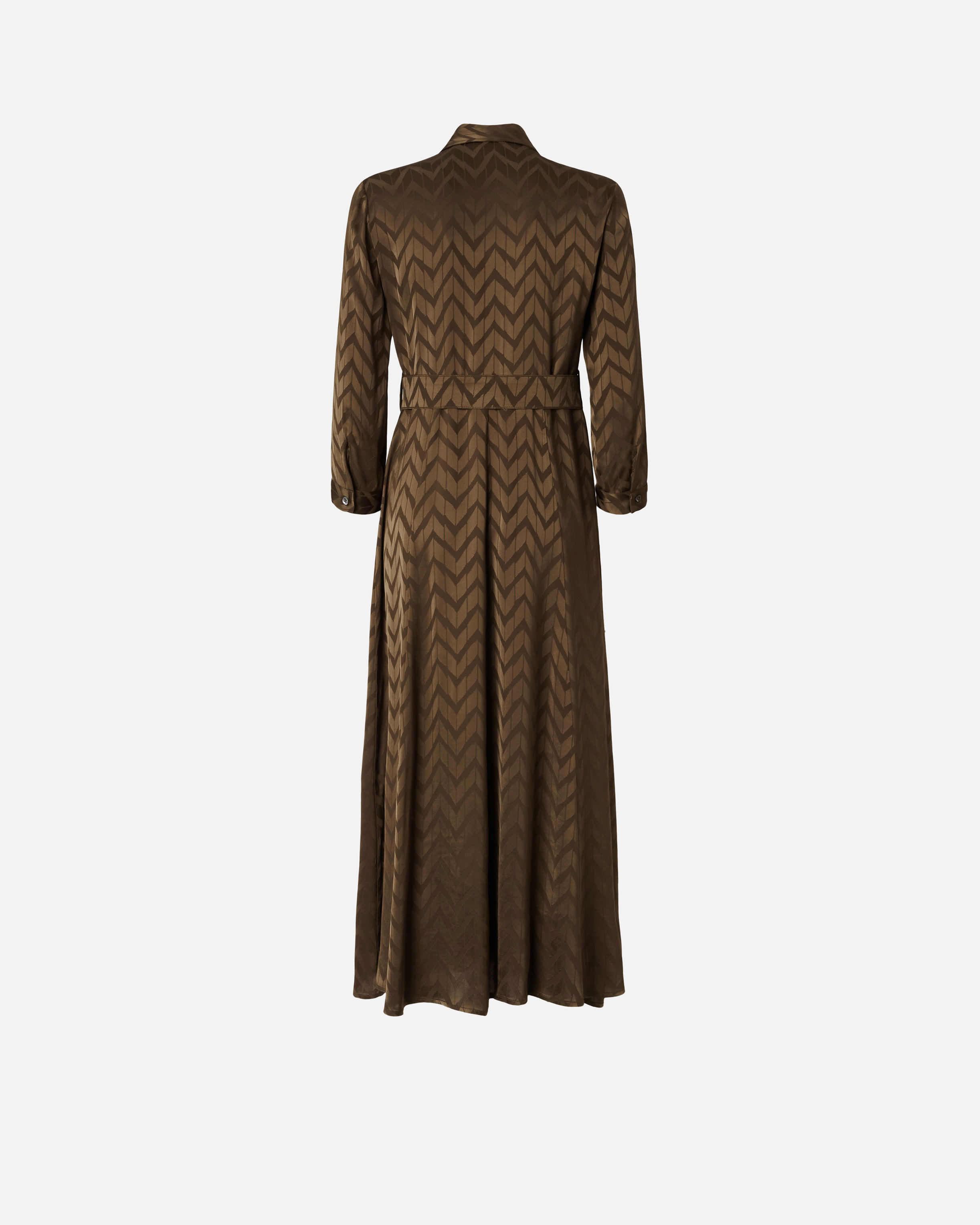 LONG HERRINGBONE SATIN SHIRT DRESS - 6