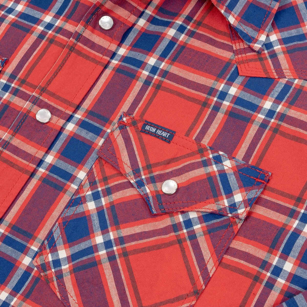 IHSH-355-RED 5oz Selvedge Madras Check Western Shirt - Red - 10