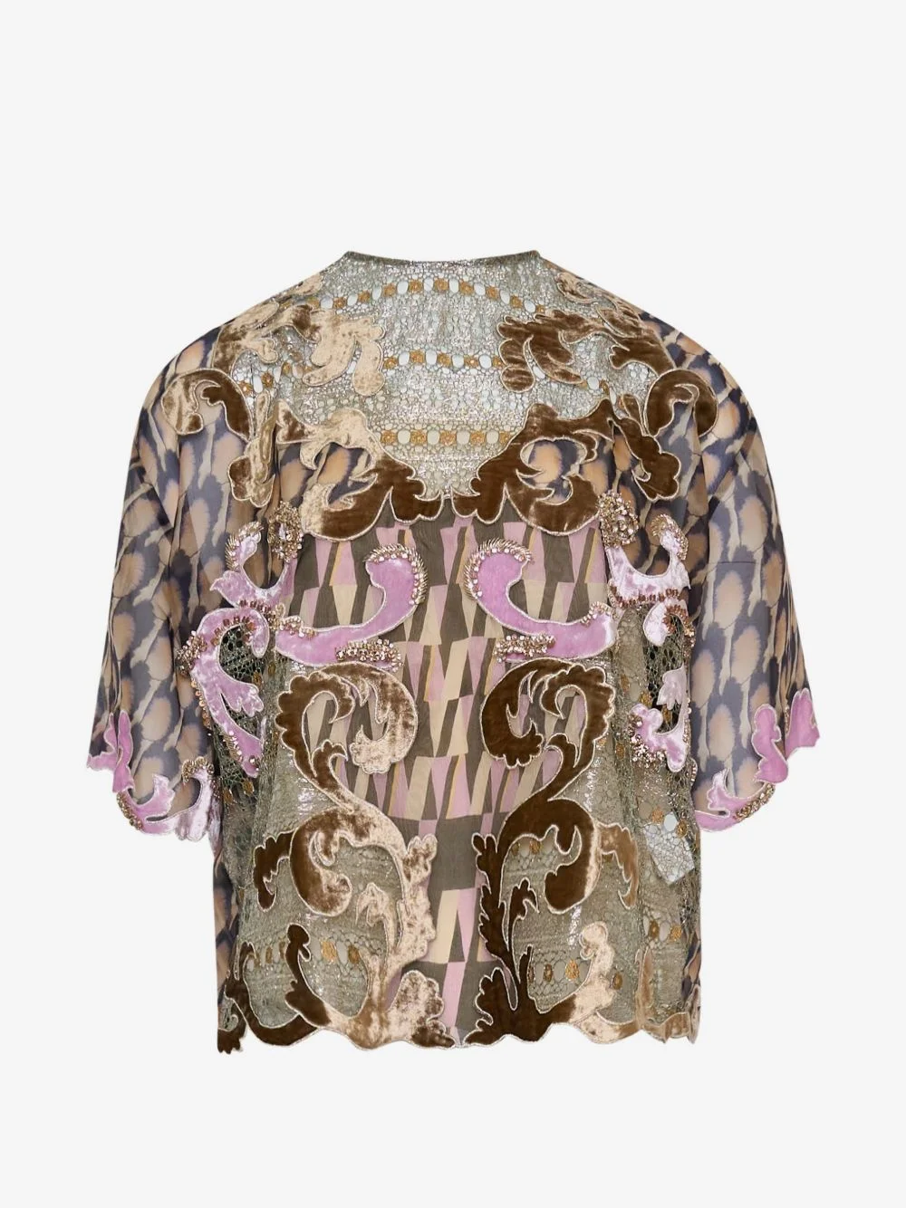lace-panelled silk blouse - 1