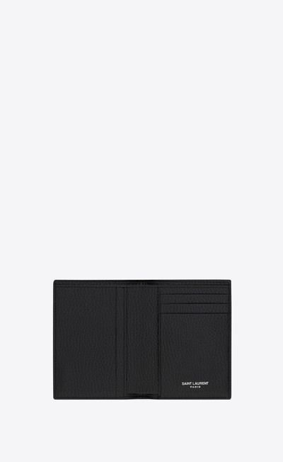 SAINT LAURENT tiny cassandre credit card wallet in grained leather outlook