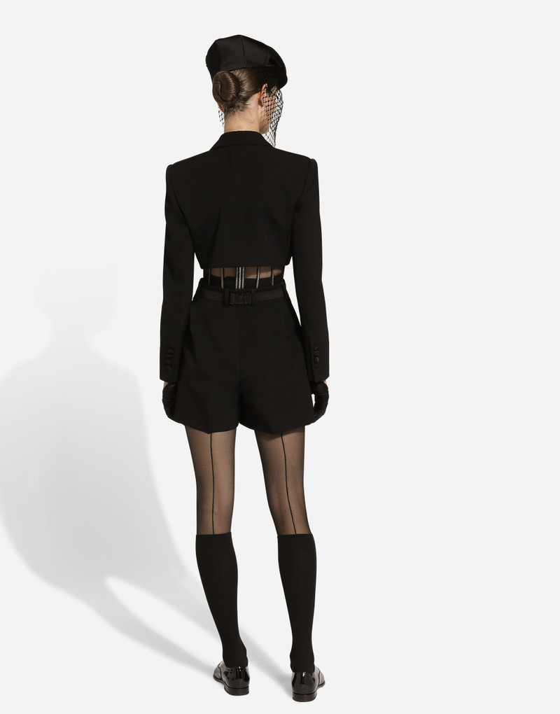 Wool gabardine tuxedo shorts 4